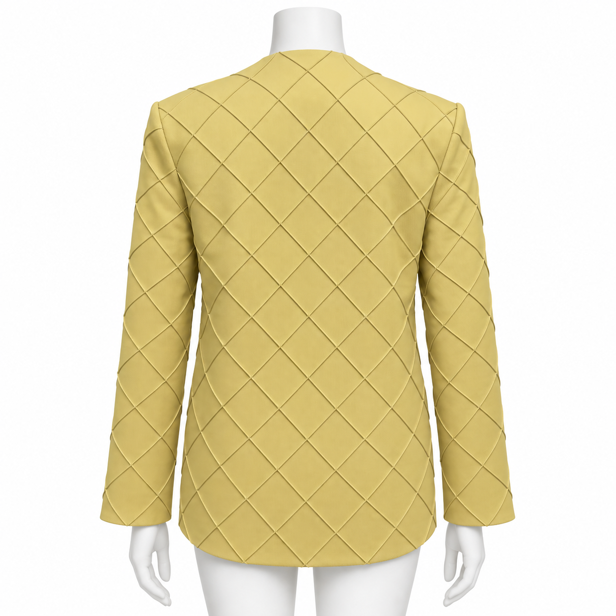 Aleksandre  Akhalkatsishvili Beige Geometric Pattern Shoulder Pad Blazer Size XS