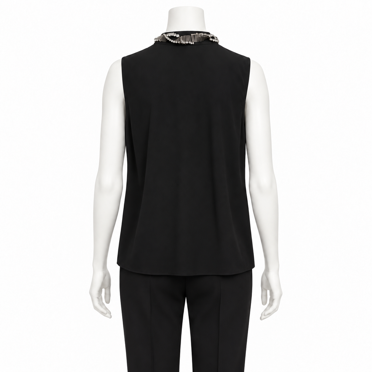 3.1 Philip Lim Black Rhinestone Embellished Silk Blouse Size 2