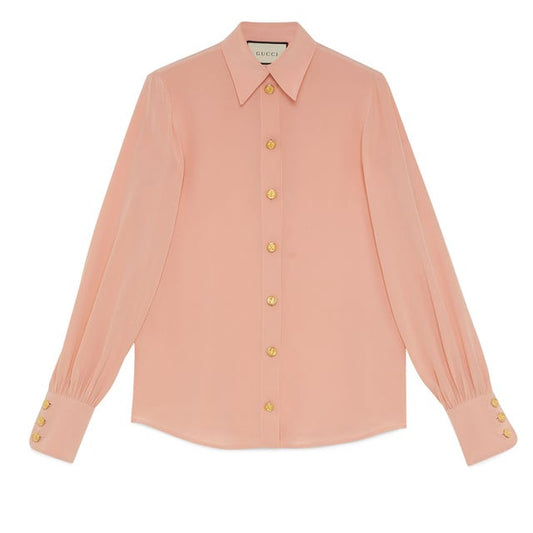 Gucci Peachy Pink Silk Button Up Shirt Size 40 US 4