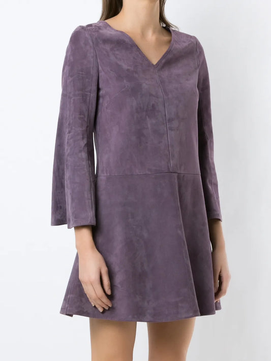 Valentino Lilac Suede Leather Dress Size 42