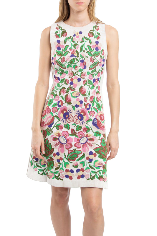 Valentino Floral A Line Knit Stretchy Dress Size S