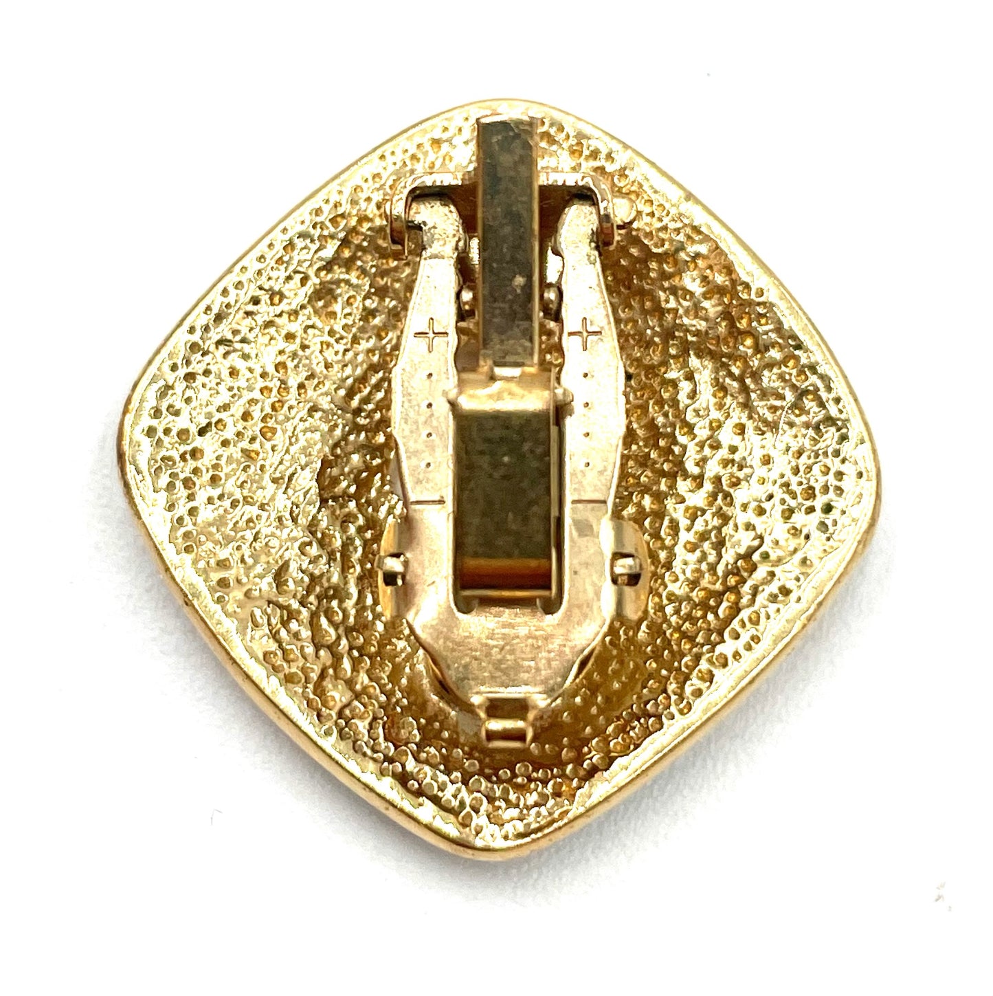 Vintage Butler Black Enamel & Crystal Gold-Tone Clip-On Earrings
