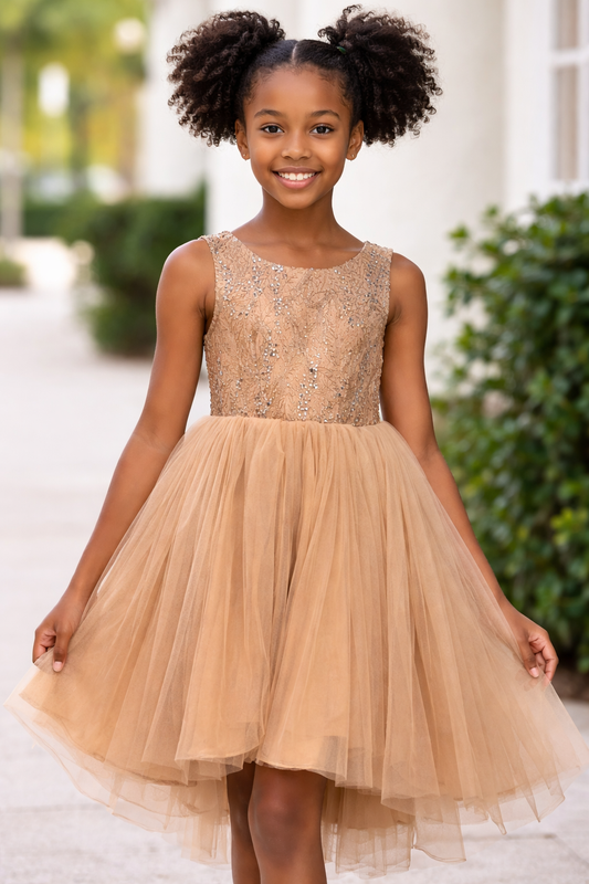 Isabelle Gold Tulle Maxi Kid Rental Size 10 - Rental Only