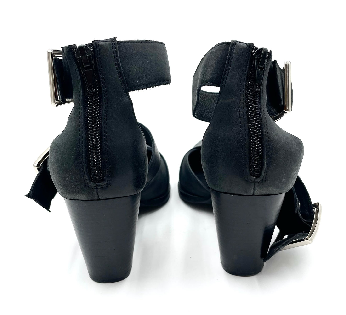 Jefferey Campbell Emilia Black Leather Belt Buckle Boots Size 9