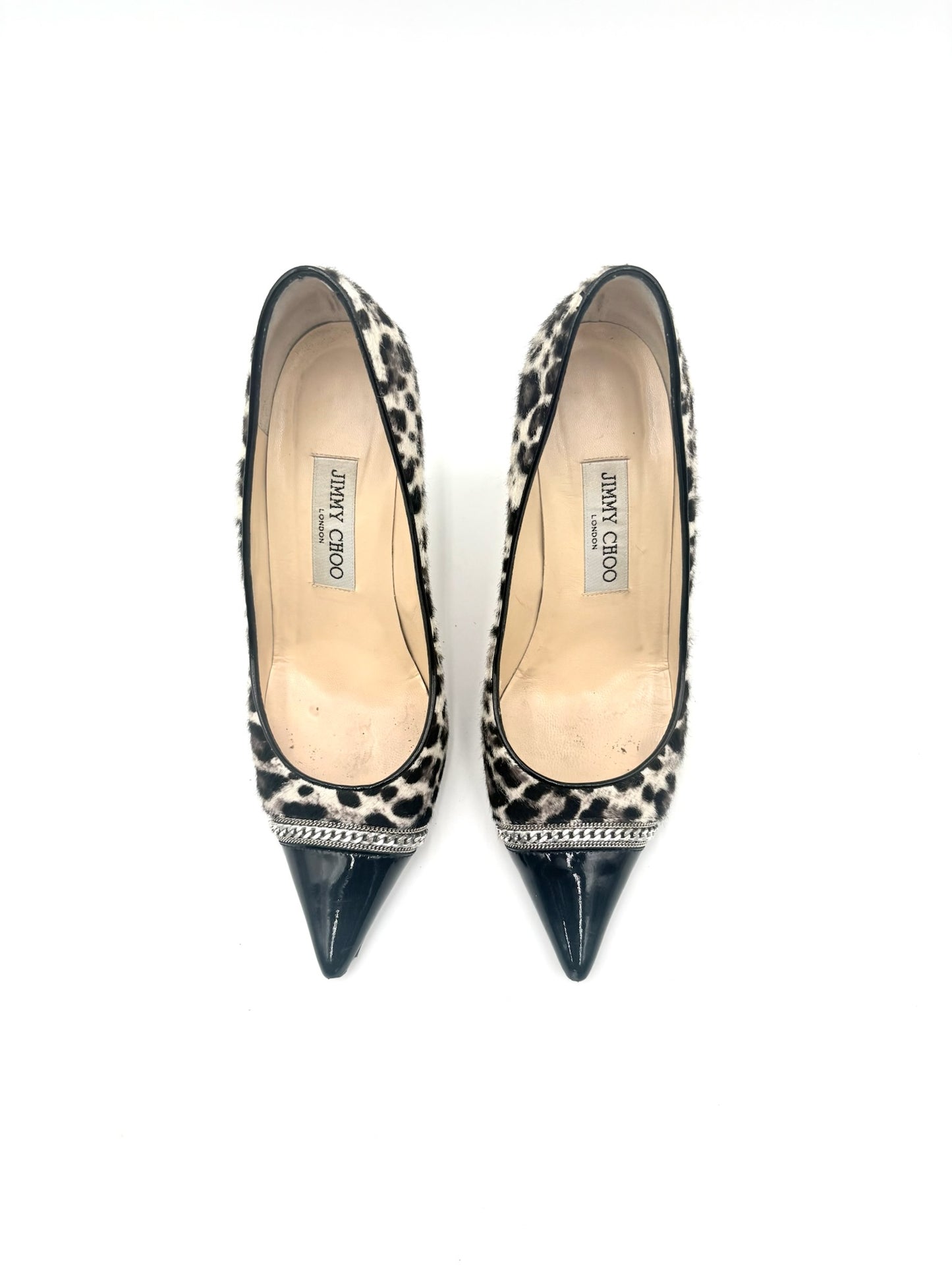 Jimmy Choo Leopard Print Mohair Captoe Pump Size 37.5