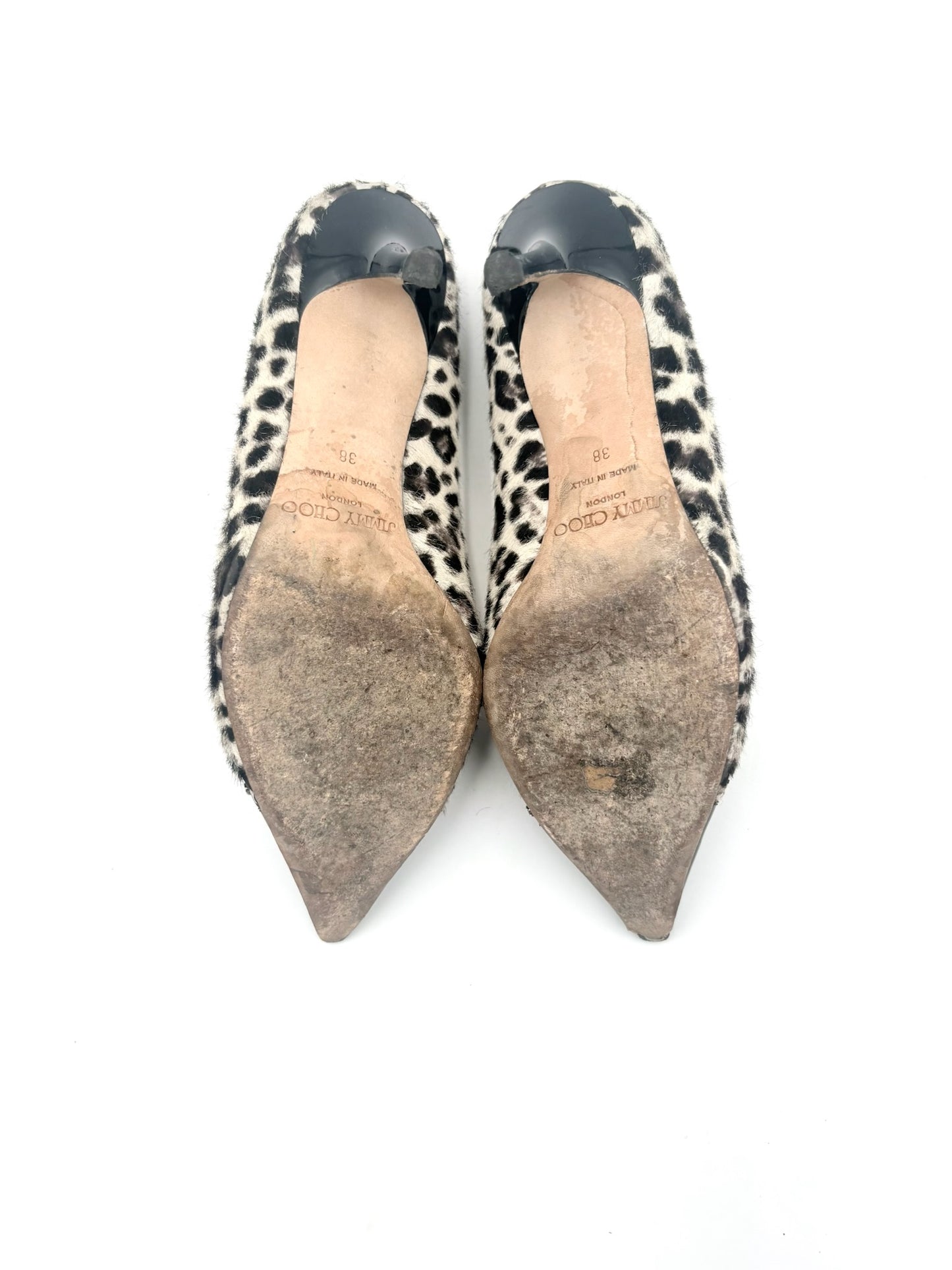 Jimmy Choo Leopard Print Mohair Captoe Pump Size 37.5
