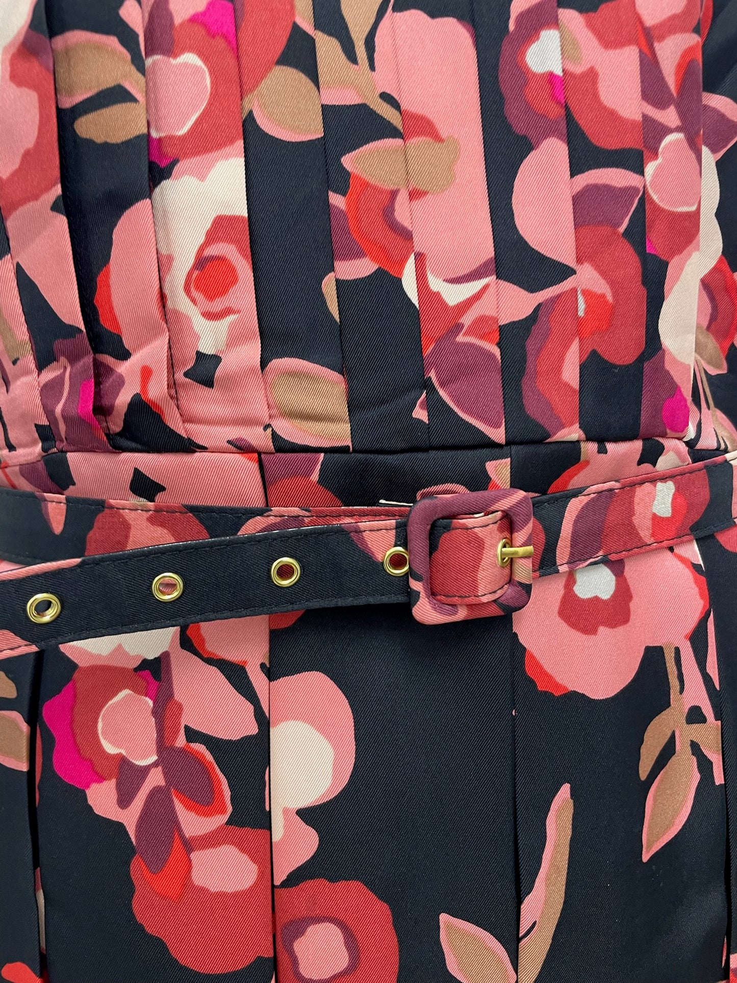 Kate Spade Black & Pink Floral Pleated Dress Size 10