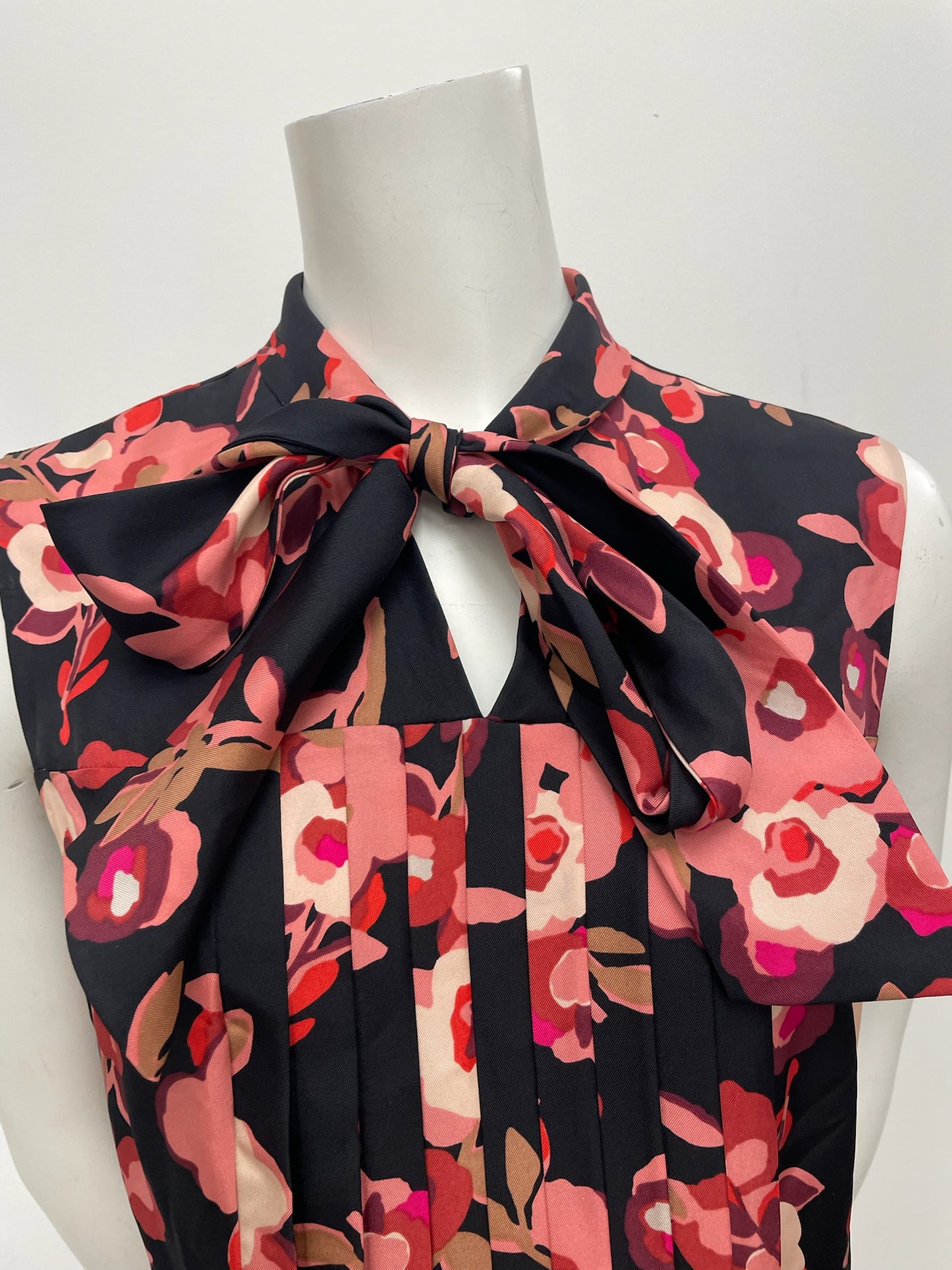 Kate Spade Black & Pink Floral Pleated Dress Size 10