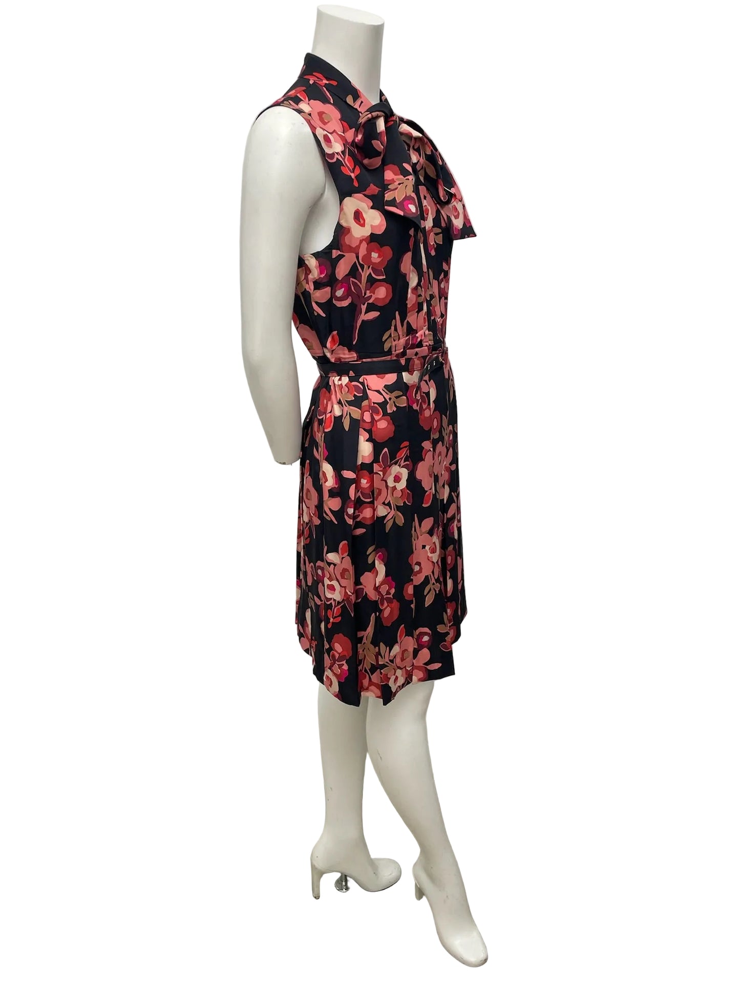 Kate Spade Black & Pink Floral Pleated Dress Size 10