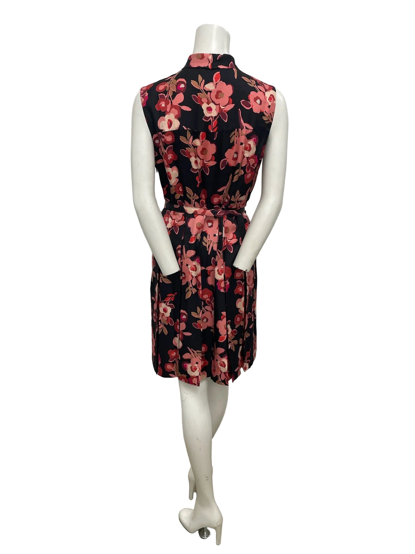 Kate Spade Black & Pink Floral Pleated Dress Size 10