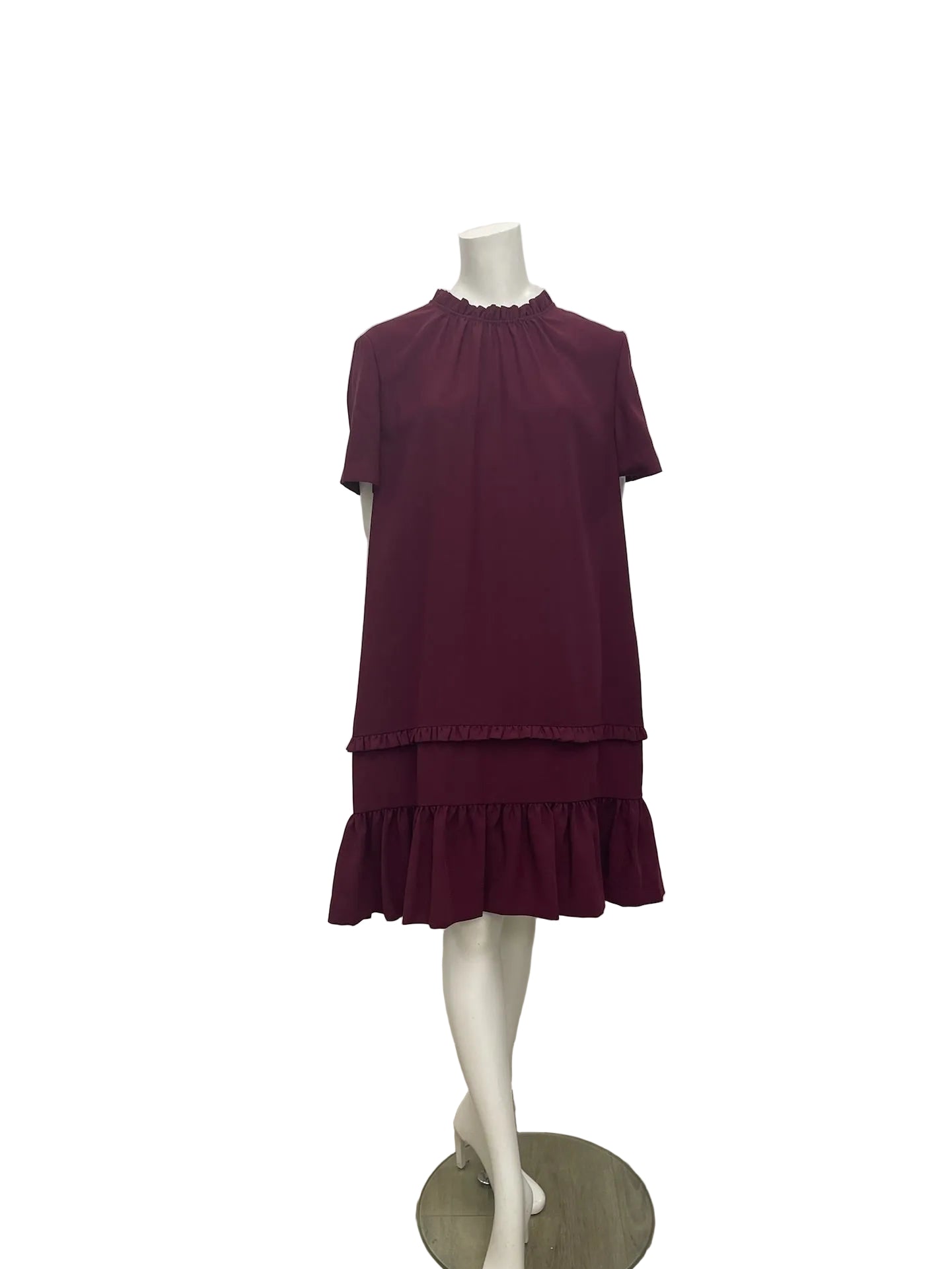 Kate Spade Burgundy Drop Waist Ruffle Dress Size XL