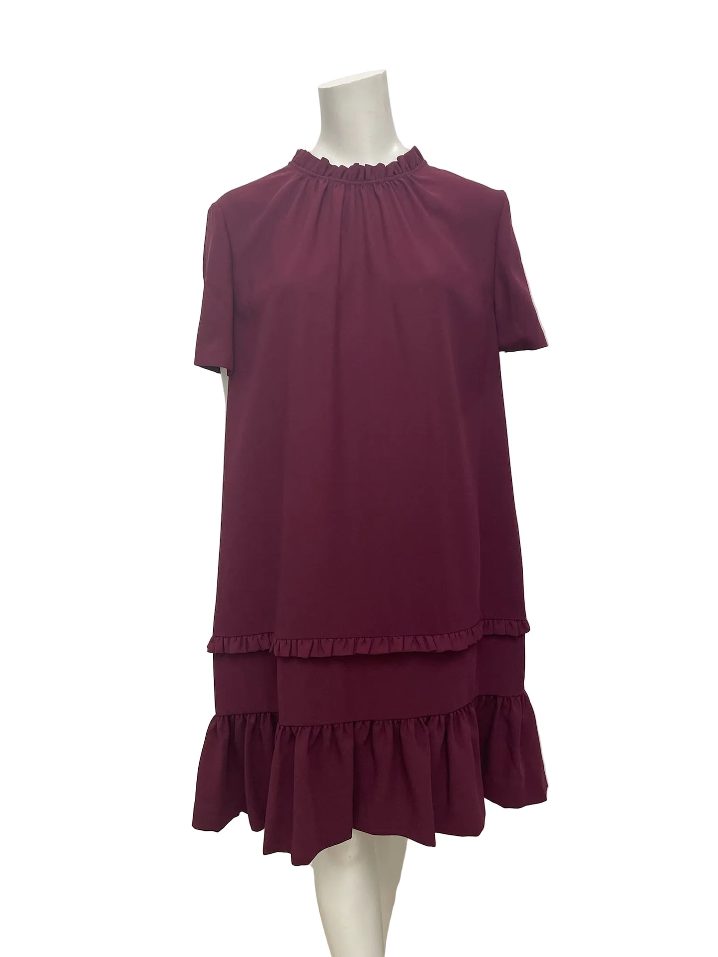 Kate Spade Burgundy Drop Waist Ruffle Dress Size XL