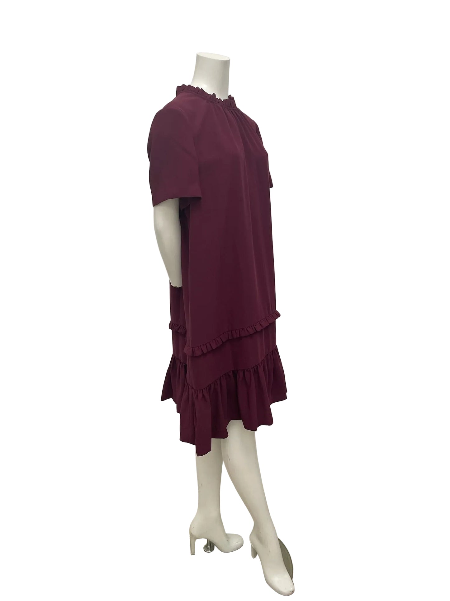 Kate Spade Burgundy Drop Waist Ruffle Dress Size XL