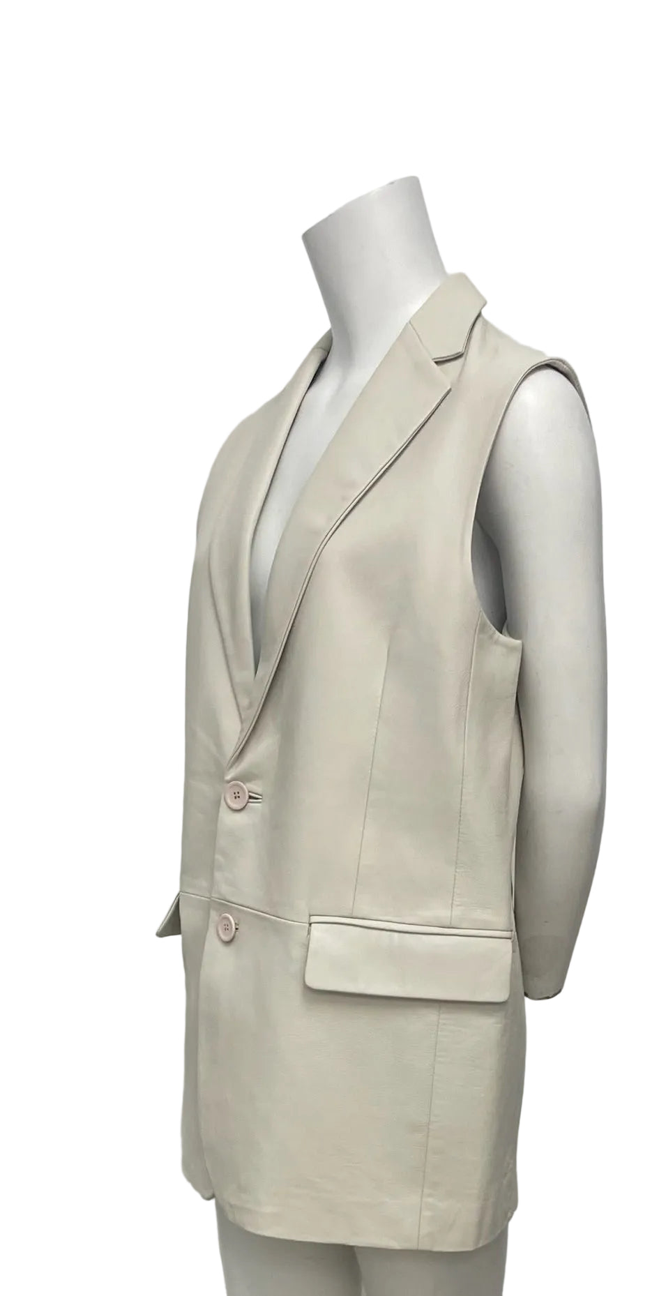 La Marque Cream Leather Vest Size S
