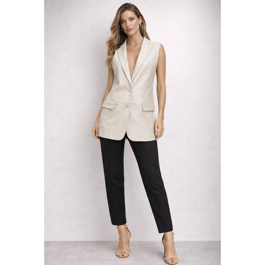 La Marque Cream Leather Vest Size S