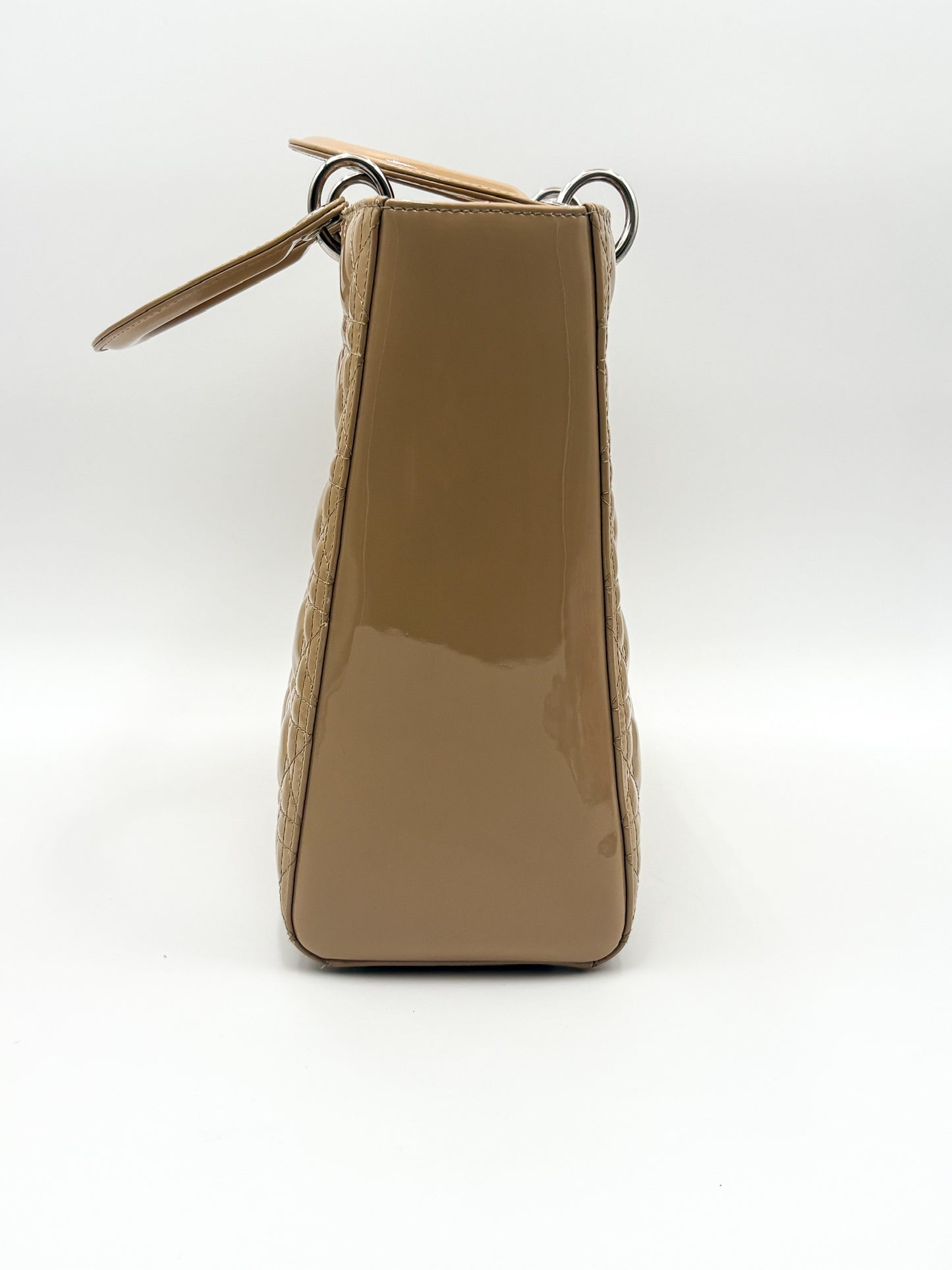 Lady Dior Biege Patent Large Bag