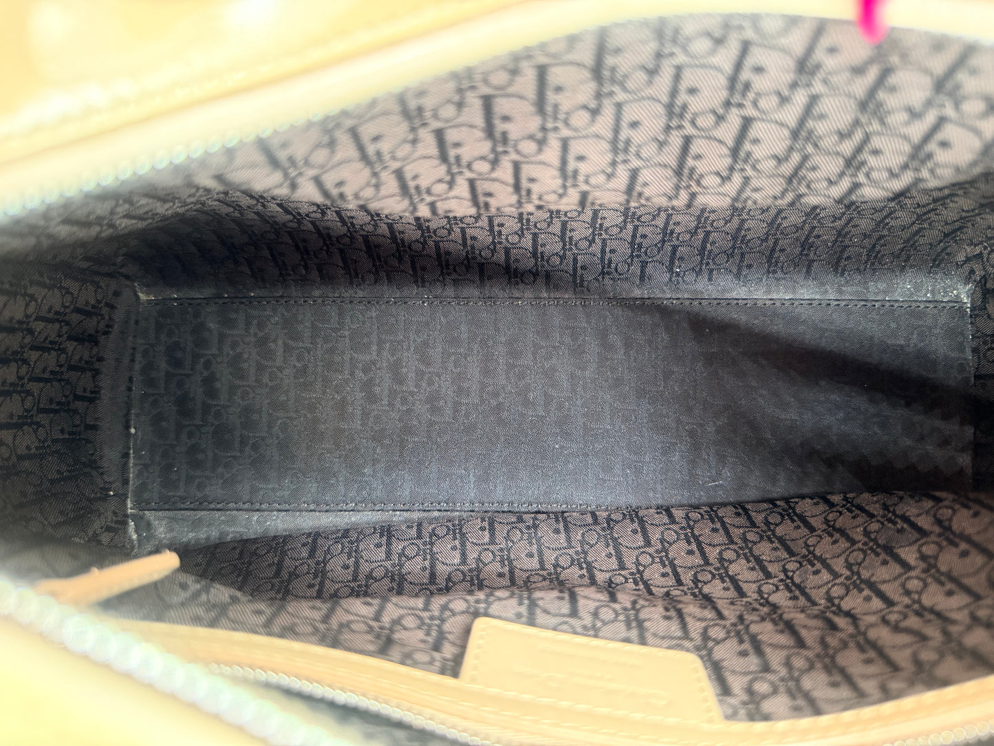 Lady Dior Biege Patent Large Bag