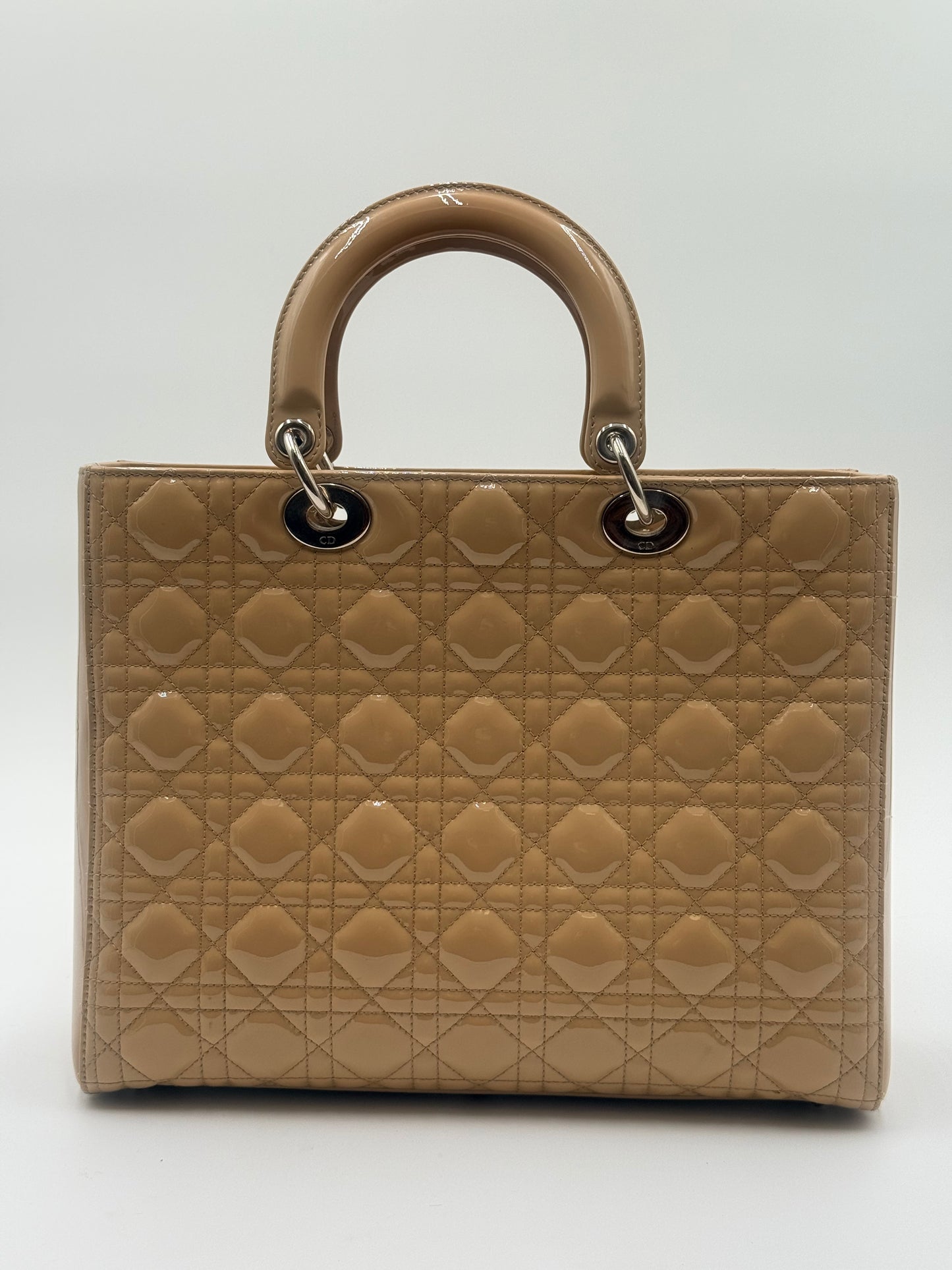 Lady Dior Biege Patent Large Bag