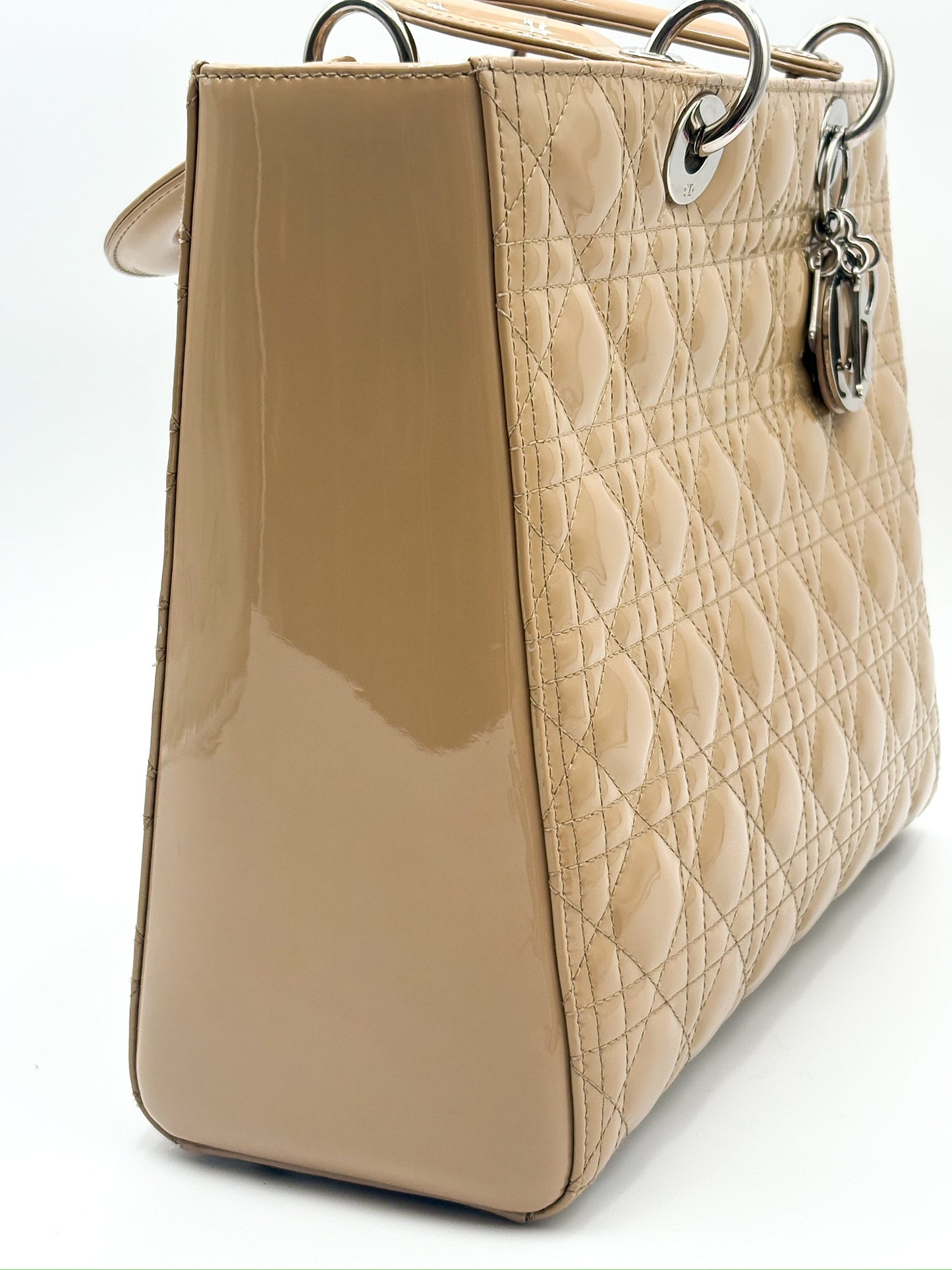 Lady Dior Biege Patent Large Bag