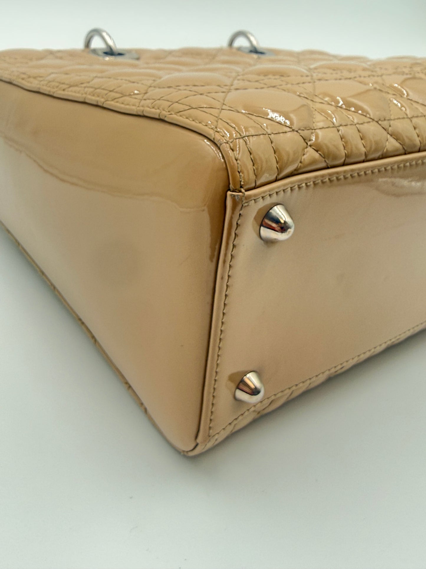 Lady Dior Biege Patent Large Bag