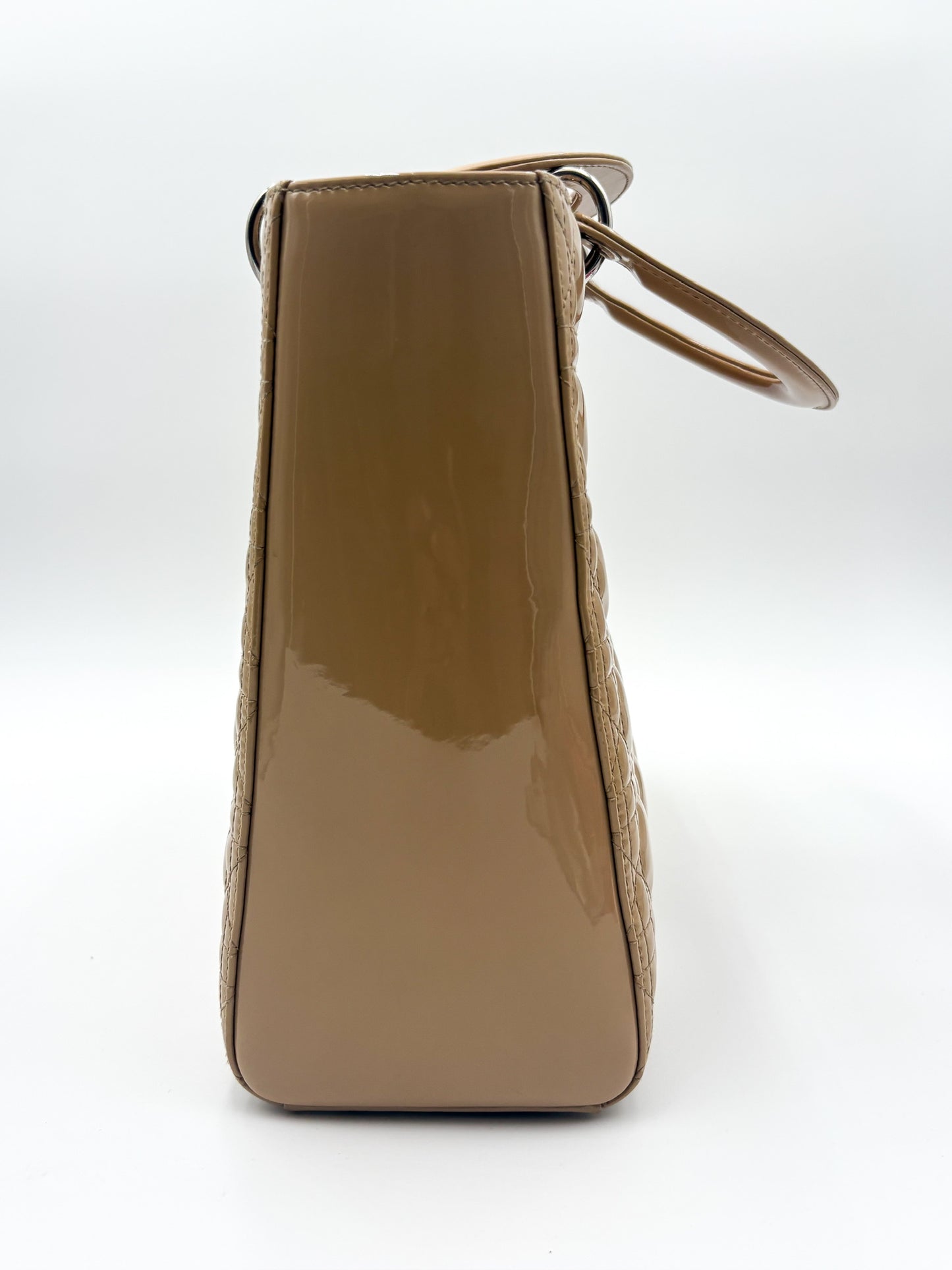 Lady Dior Biege Patent Large Bag