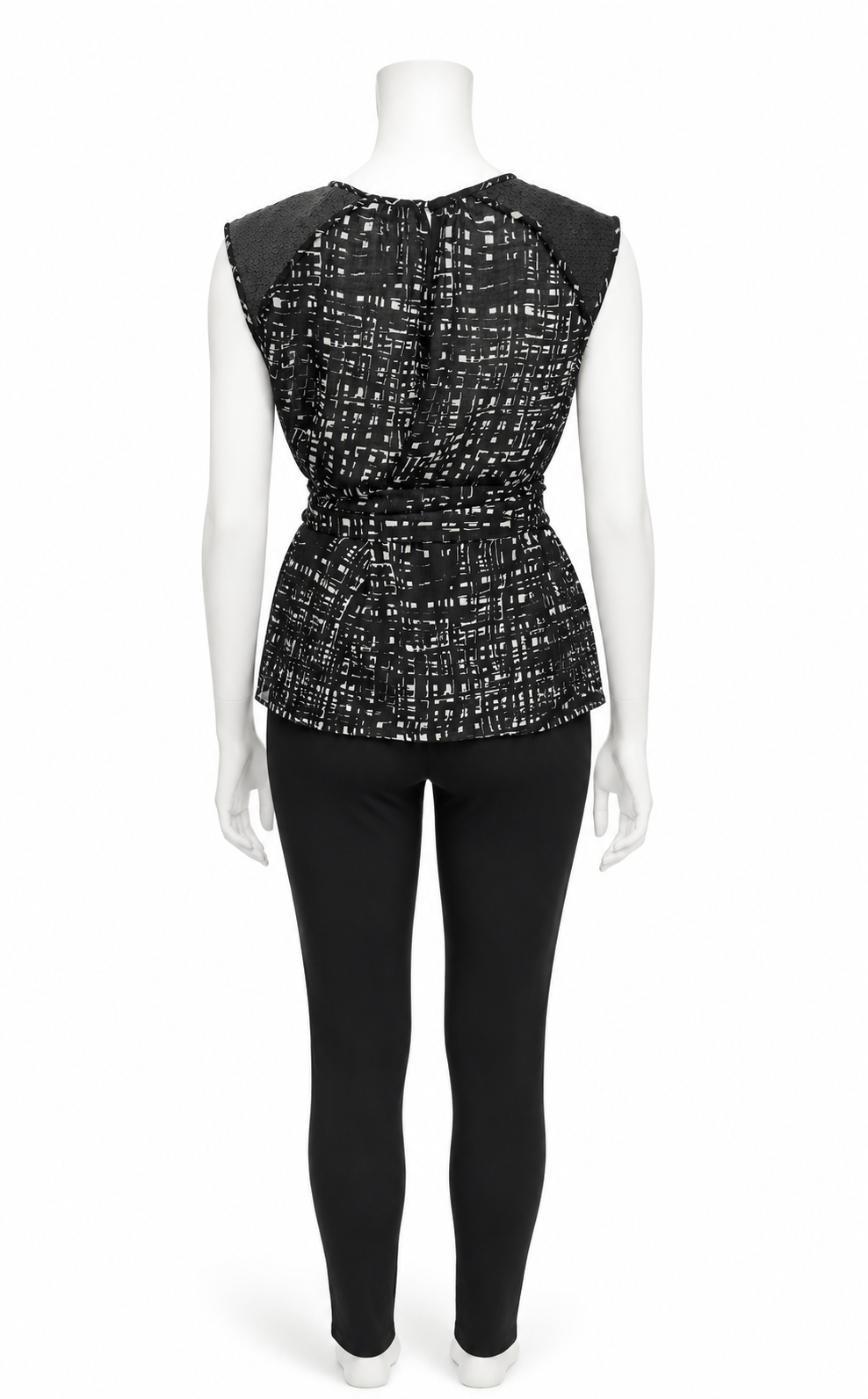 Lida Bday Black Print Sequin Detail Blouse Size 8