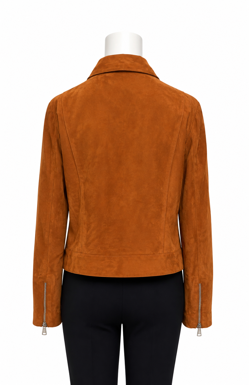 Luisa Cerano Cognac Suede Leather Moto Jacket Size 10 US