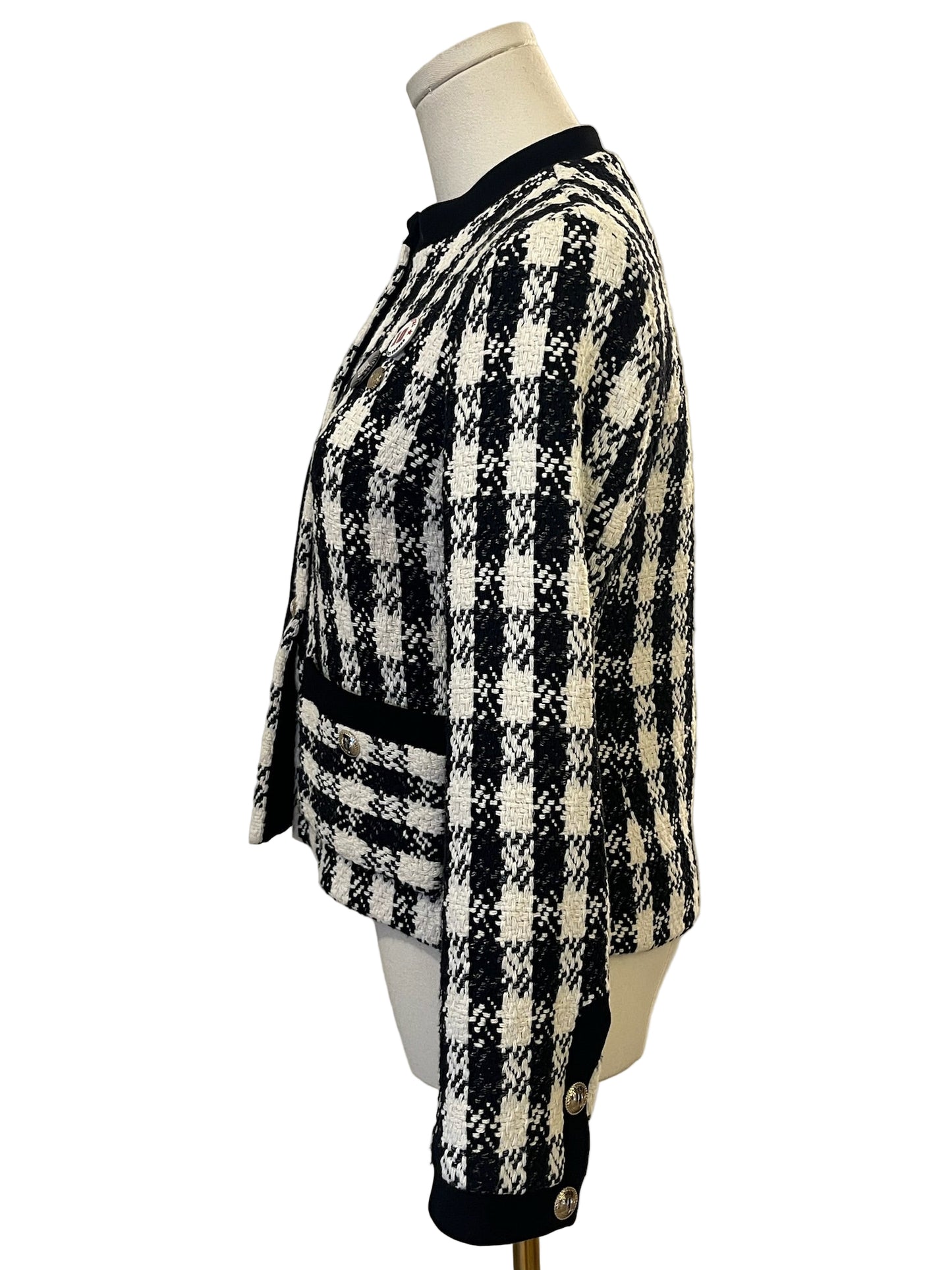 Maje Houndstooth Vicky Tweed Jacket Size 36