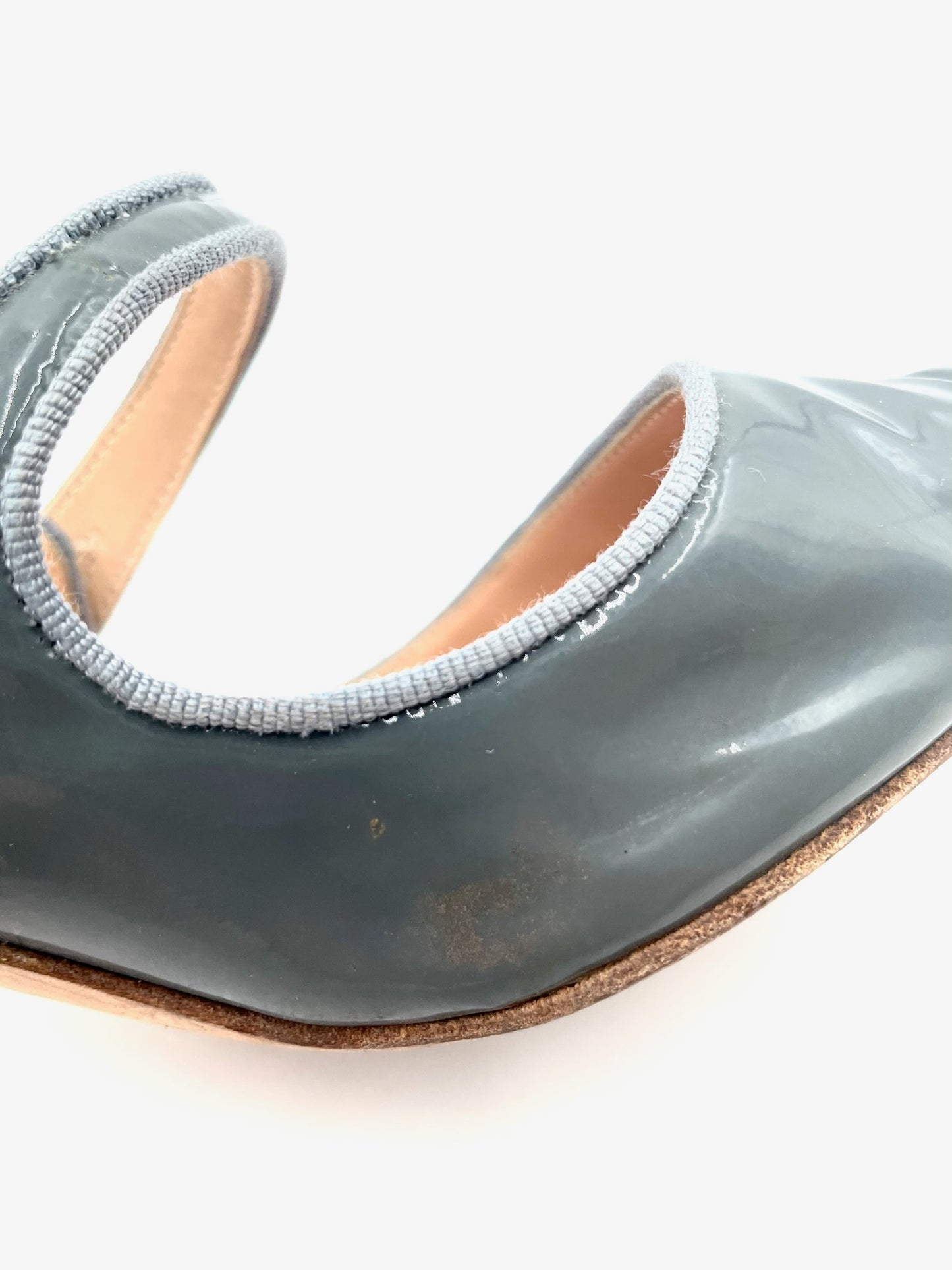 Manolo Blahnik Grey MaryJane Patent Pumps Size 38