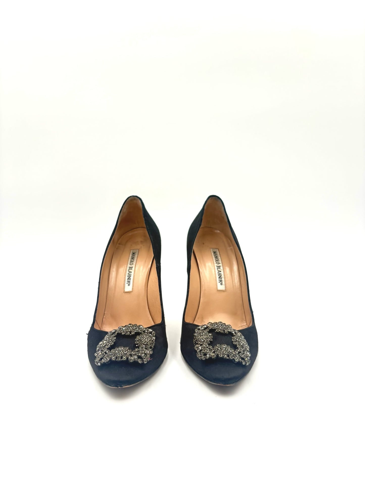 Manolo Blahnik Hangisi Black Satin Pumps Size 38