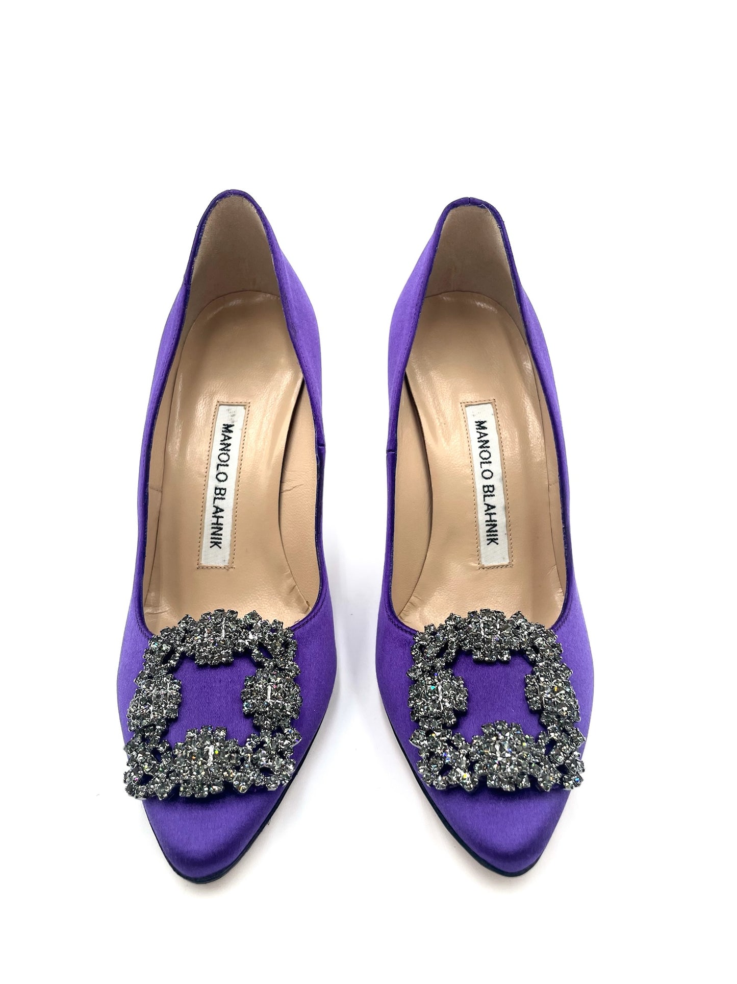 Manolo Blahnik Purple Hangisi Satin Pumps Size 34