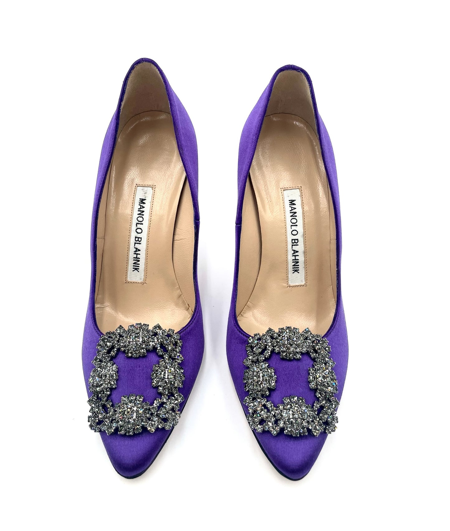 Manolo Blahnik Purple Hangisi Satin Pumps Size 34