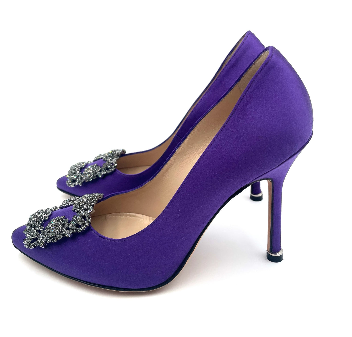 Manolo Blahnik Purple Hangisi Satin Pumps Size 34