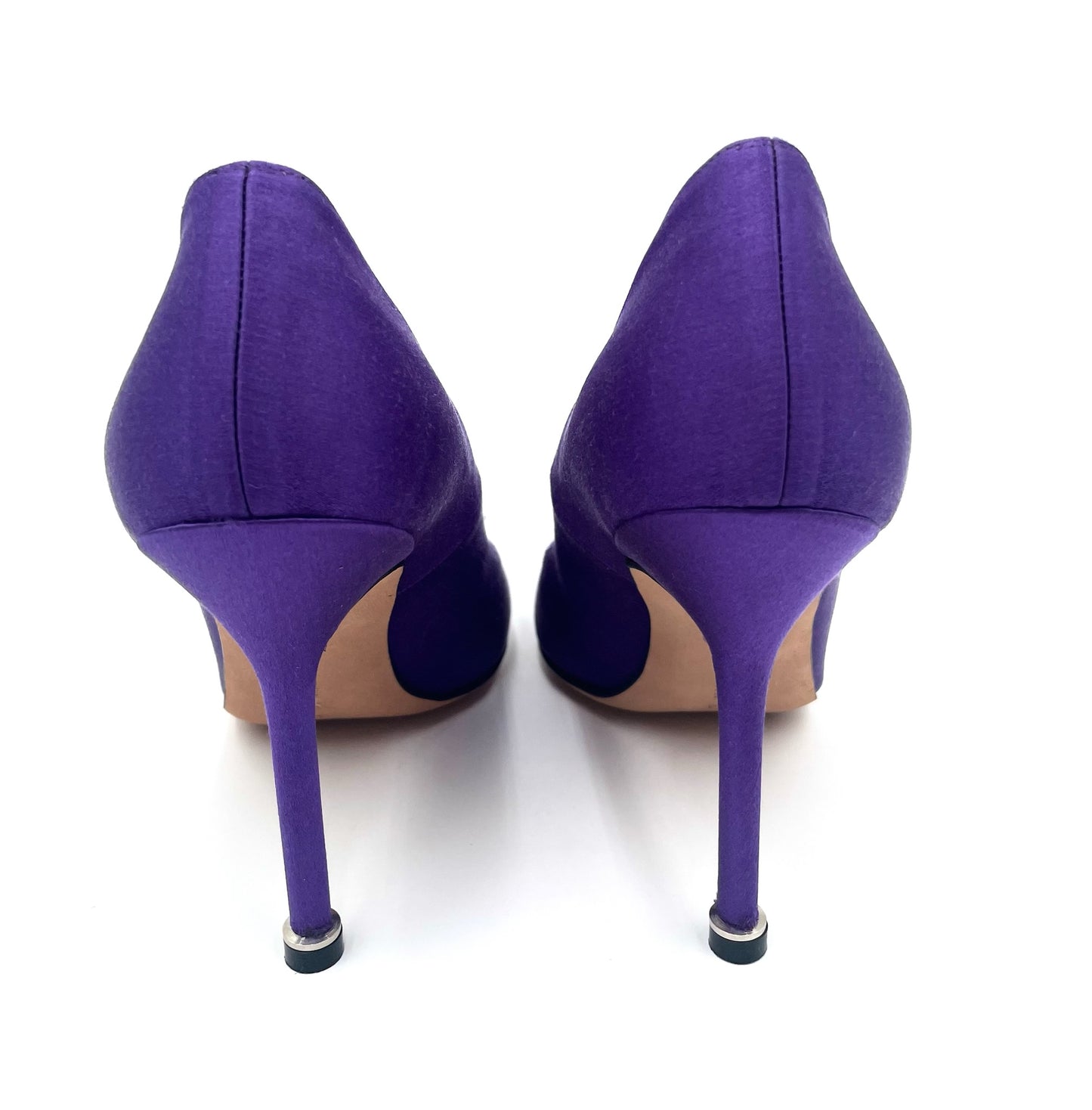 Manolo Blahnik Purple Hangisi Satin Pumps Size 34