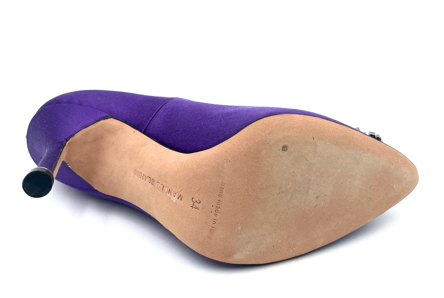 Manolo Blahnik Purple Hangisi Satin Pumps Size 34