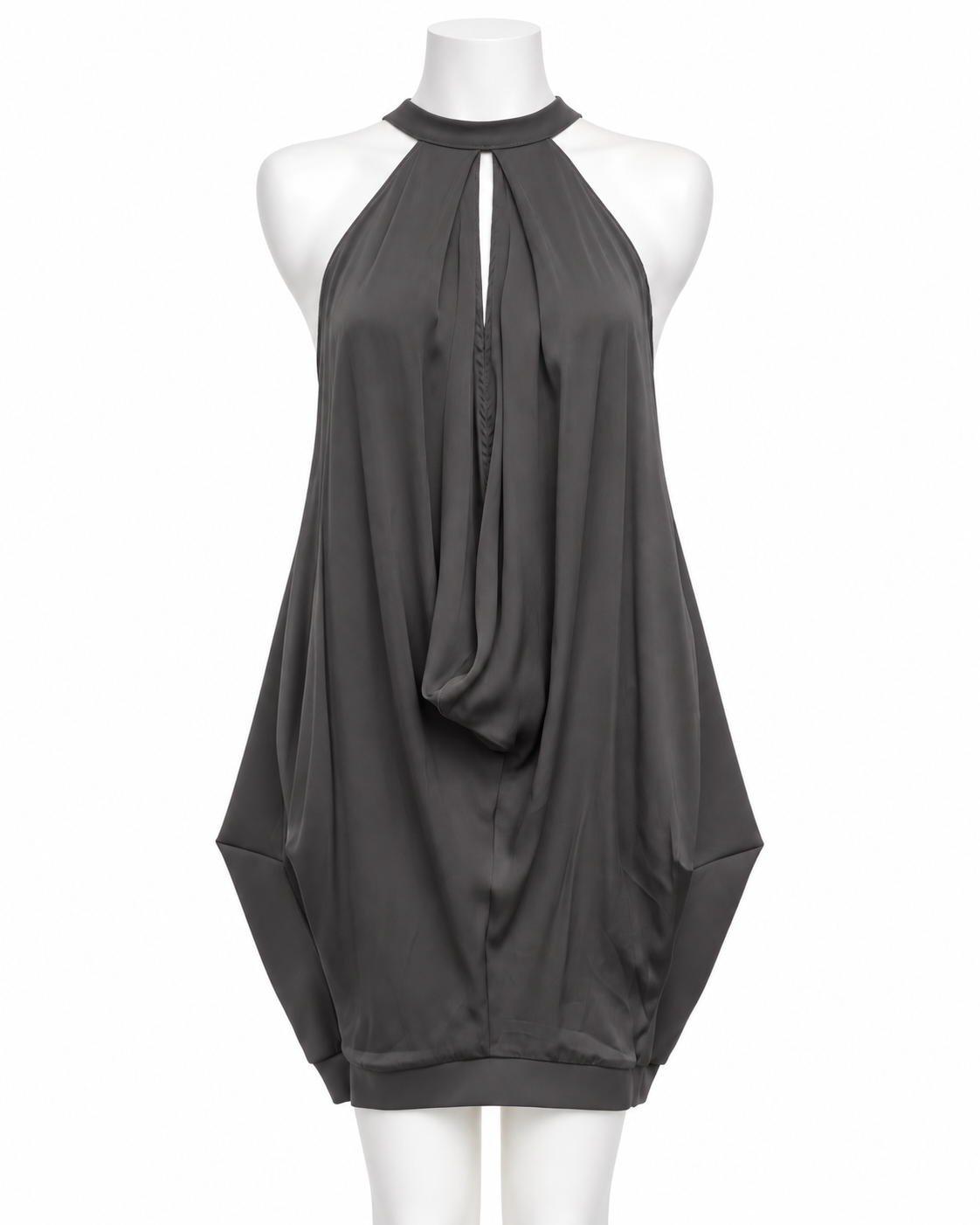 Marie Saint Pierre Grey Draped Silk Dress Size 3 US M