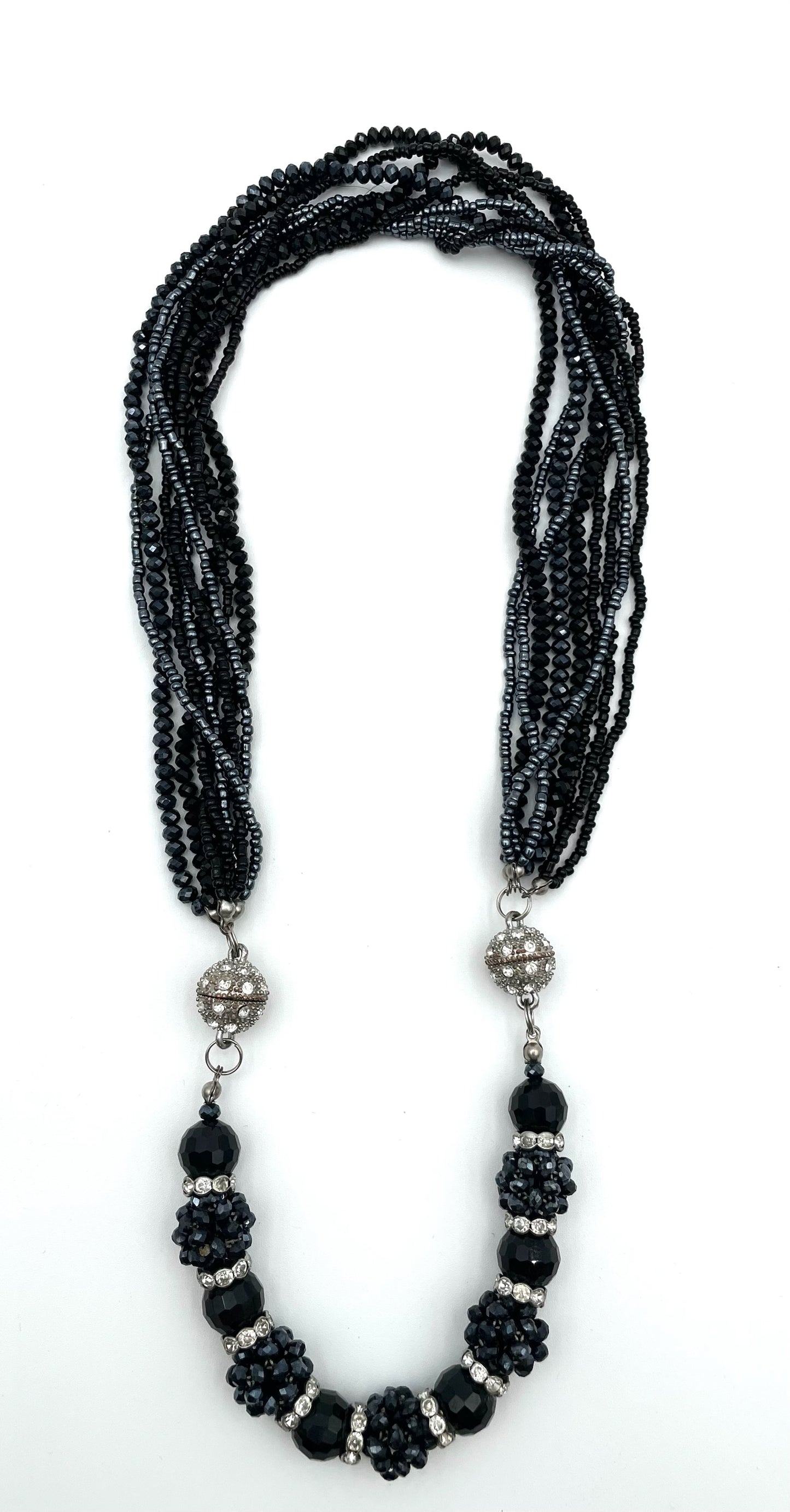 Midnight Multi-Strand Crystal Statement Necklace