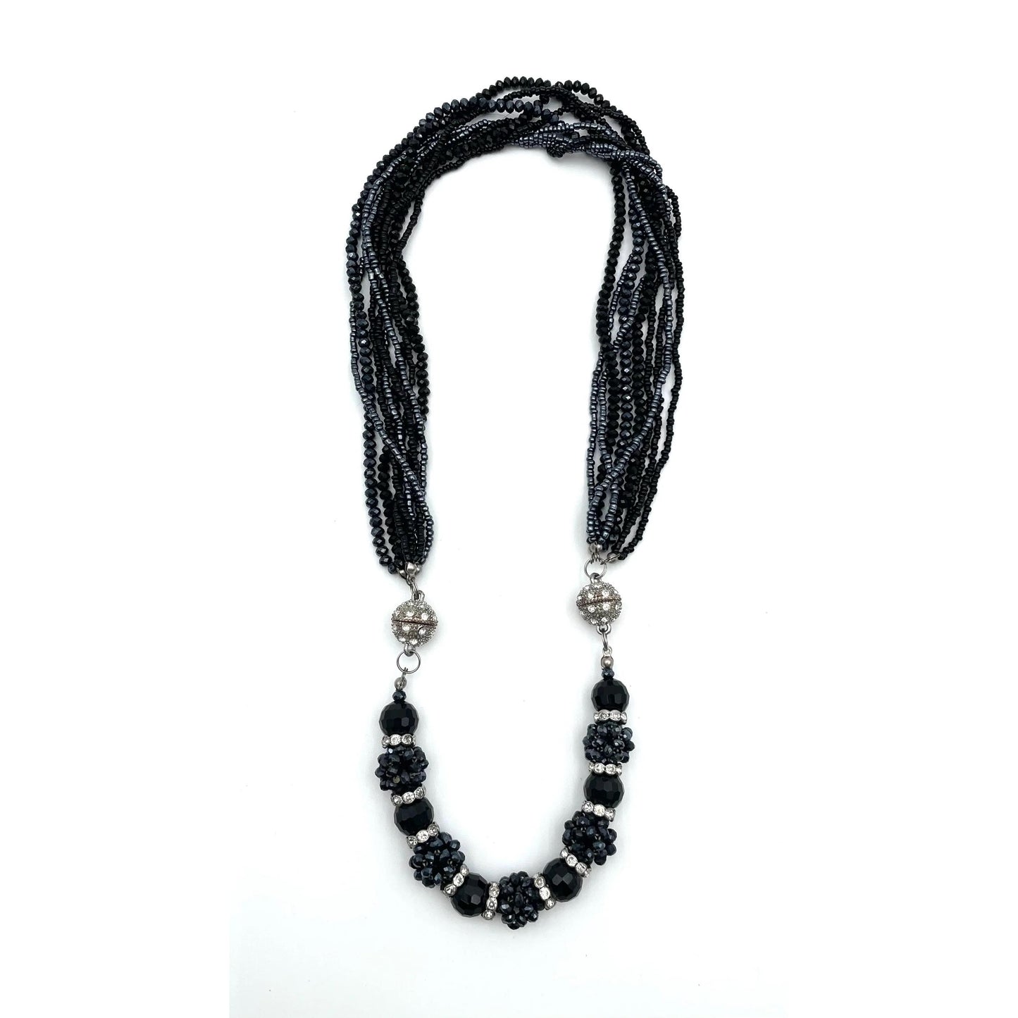 Midnight Multi-Strand Crystal Statement Necklace