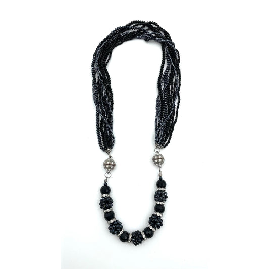 Midnight Multi-Strand Crystal Statement Necklace
