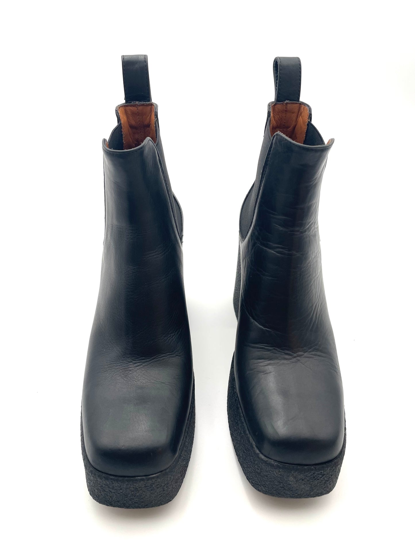 Mimosa Black Leather Platform Boots Size 38
