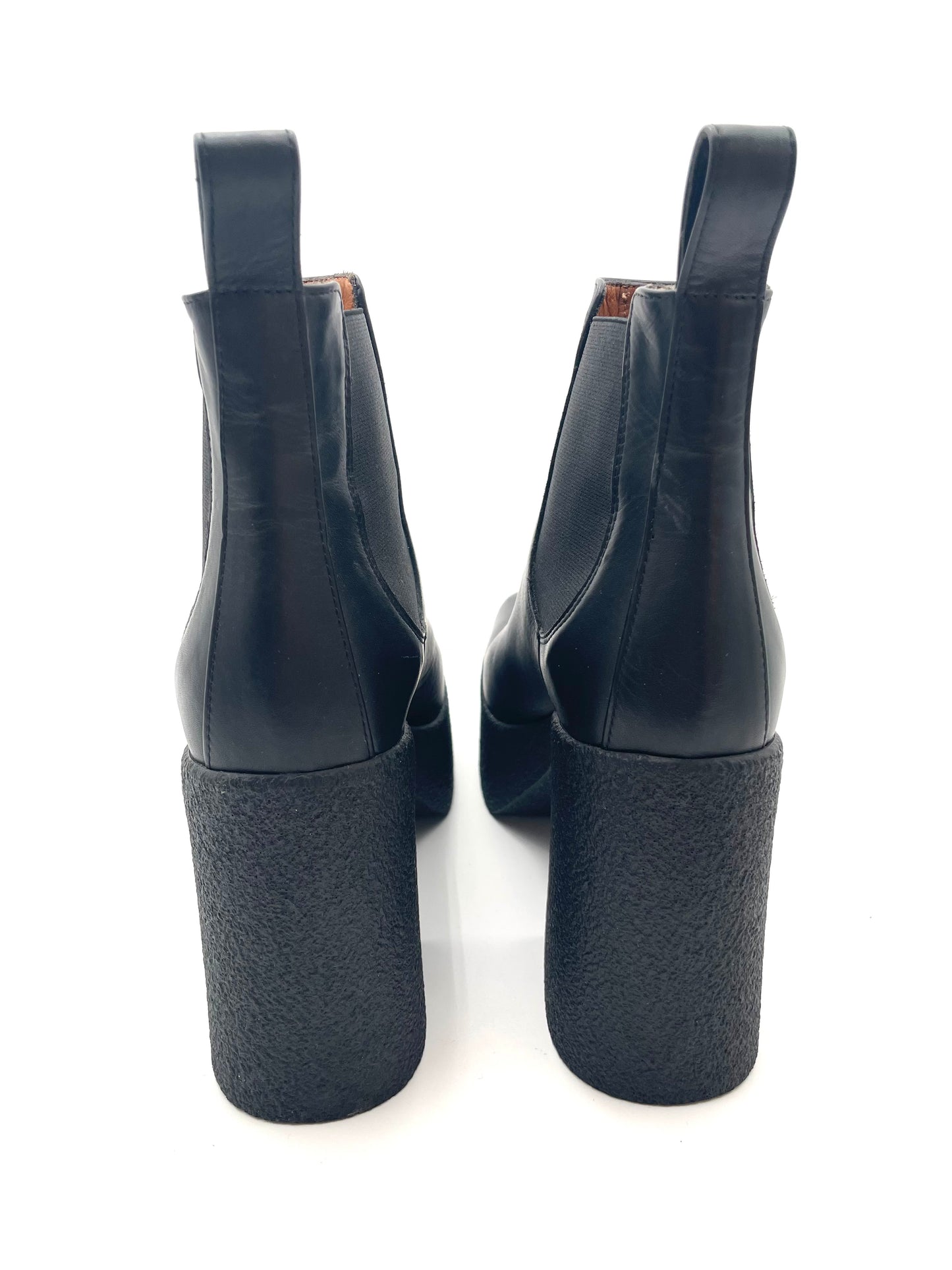Mimosa Black Leather Platform Boots Size 38