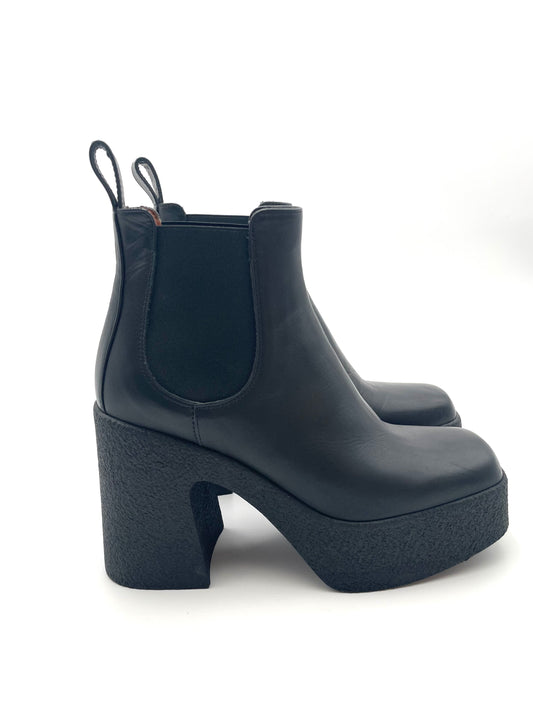 Mimosa Black Leather Platform Boots Size 38