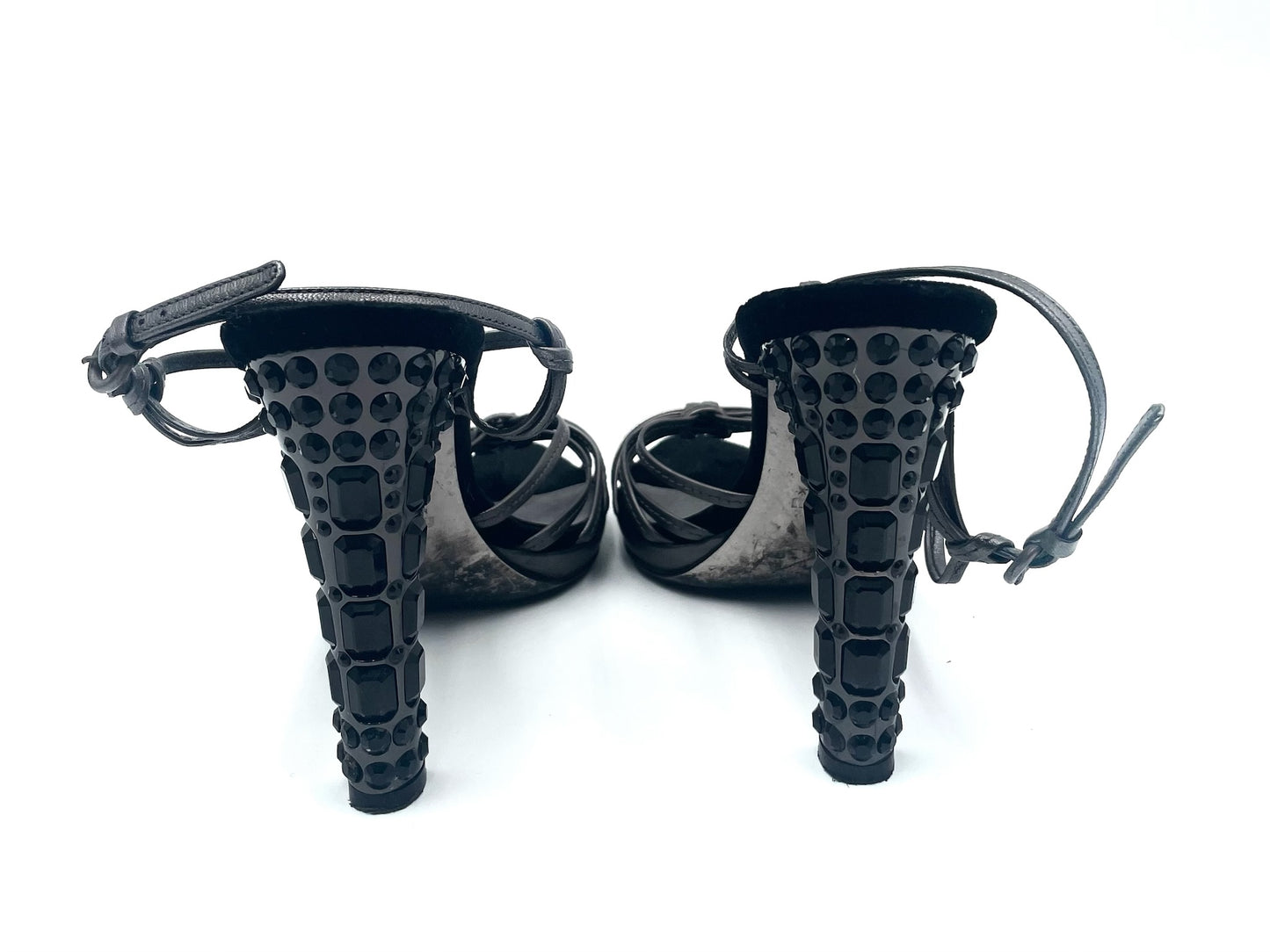 Miu Miu Grey Metallic Strappy Heels Size 38.5