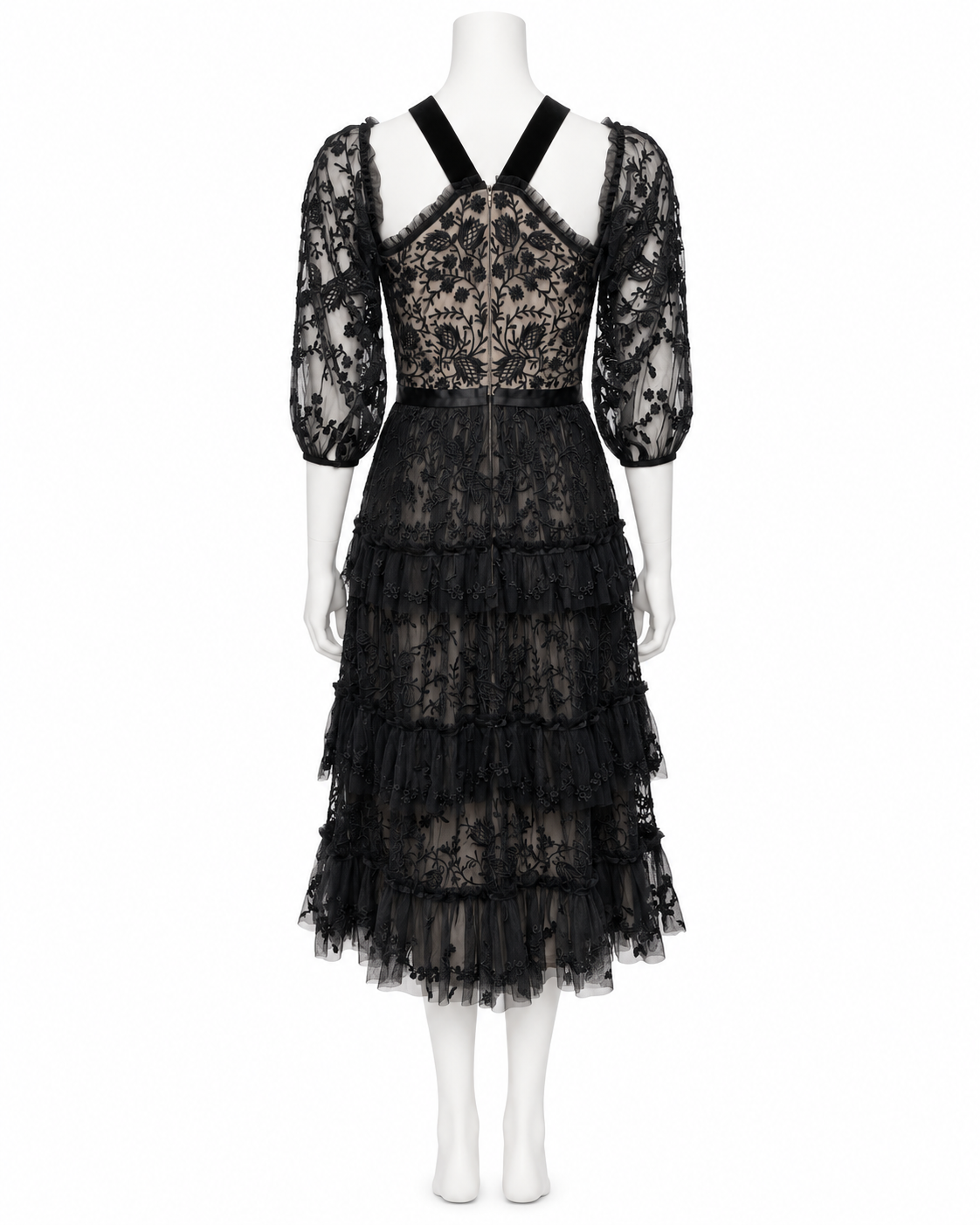 Needle & Thread Black Lace Cold Shoulder Dress Size 8