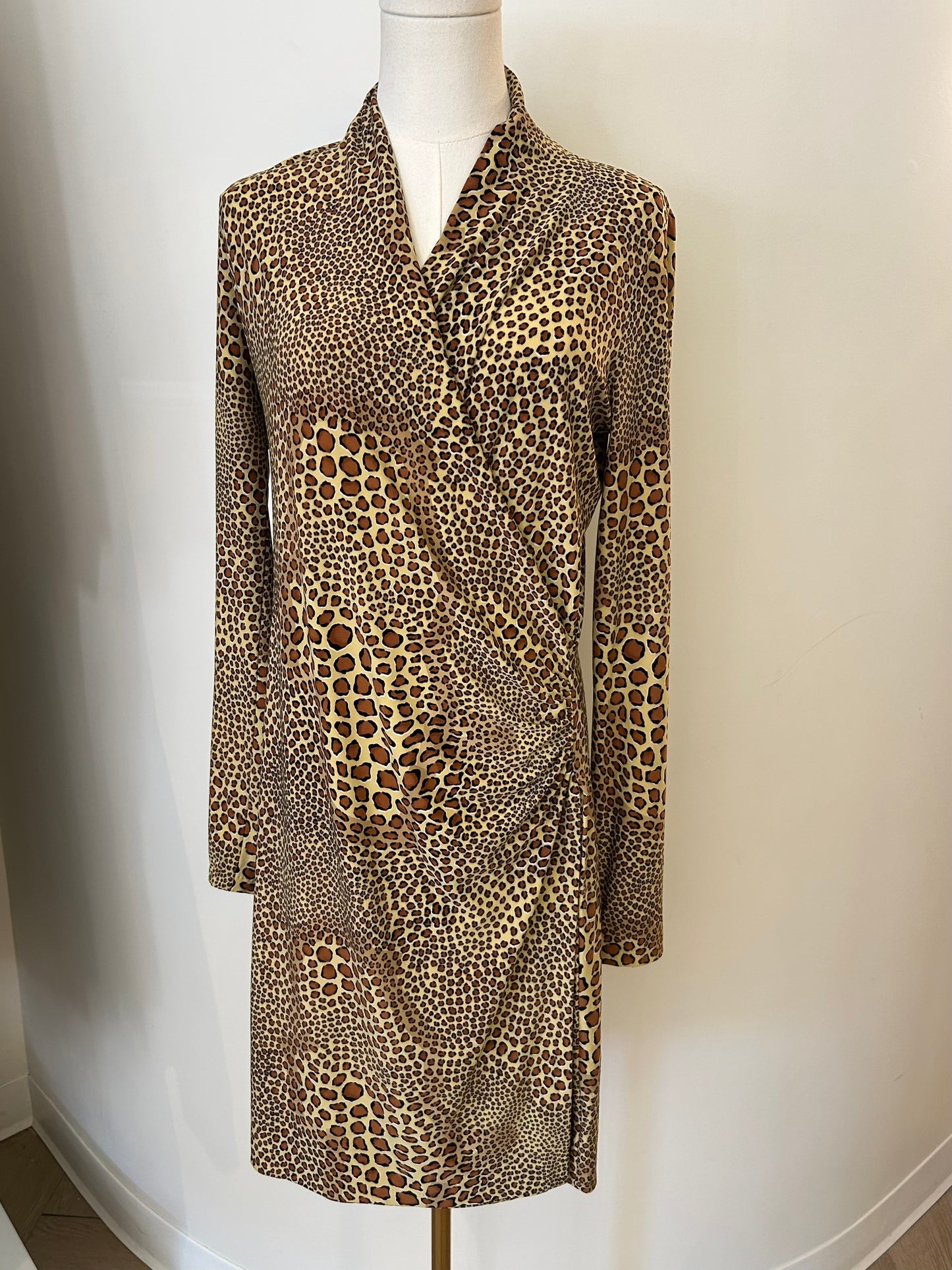 Norma Kormali Animal Print Faux Wrap Dress Size M