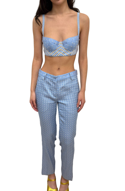 Philosophy Di Alberta Ferreti Blue Print Bralet & Trouser Set
Size 2/4 US