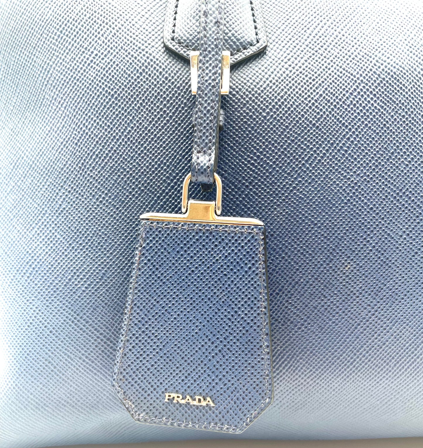 Prada Blue Saffiano Cuir Large Twin Tote