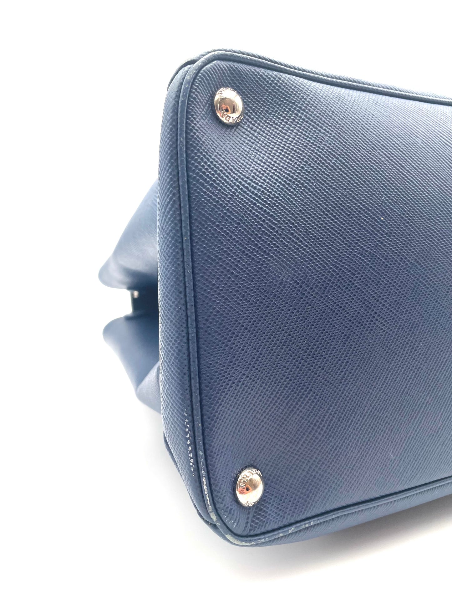 Prada Blue Saffiano Cuir Large Twin Tote