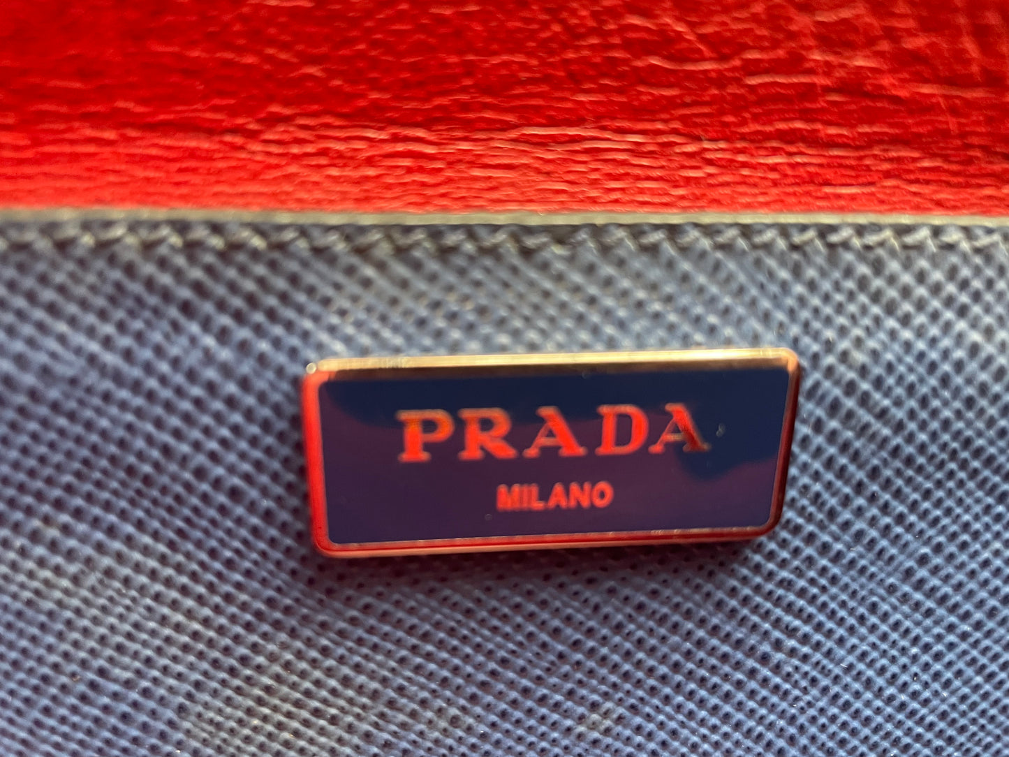 Prada Blue Saffiano Cuir Large Twin Tote