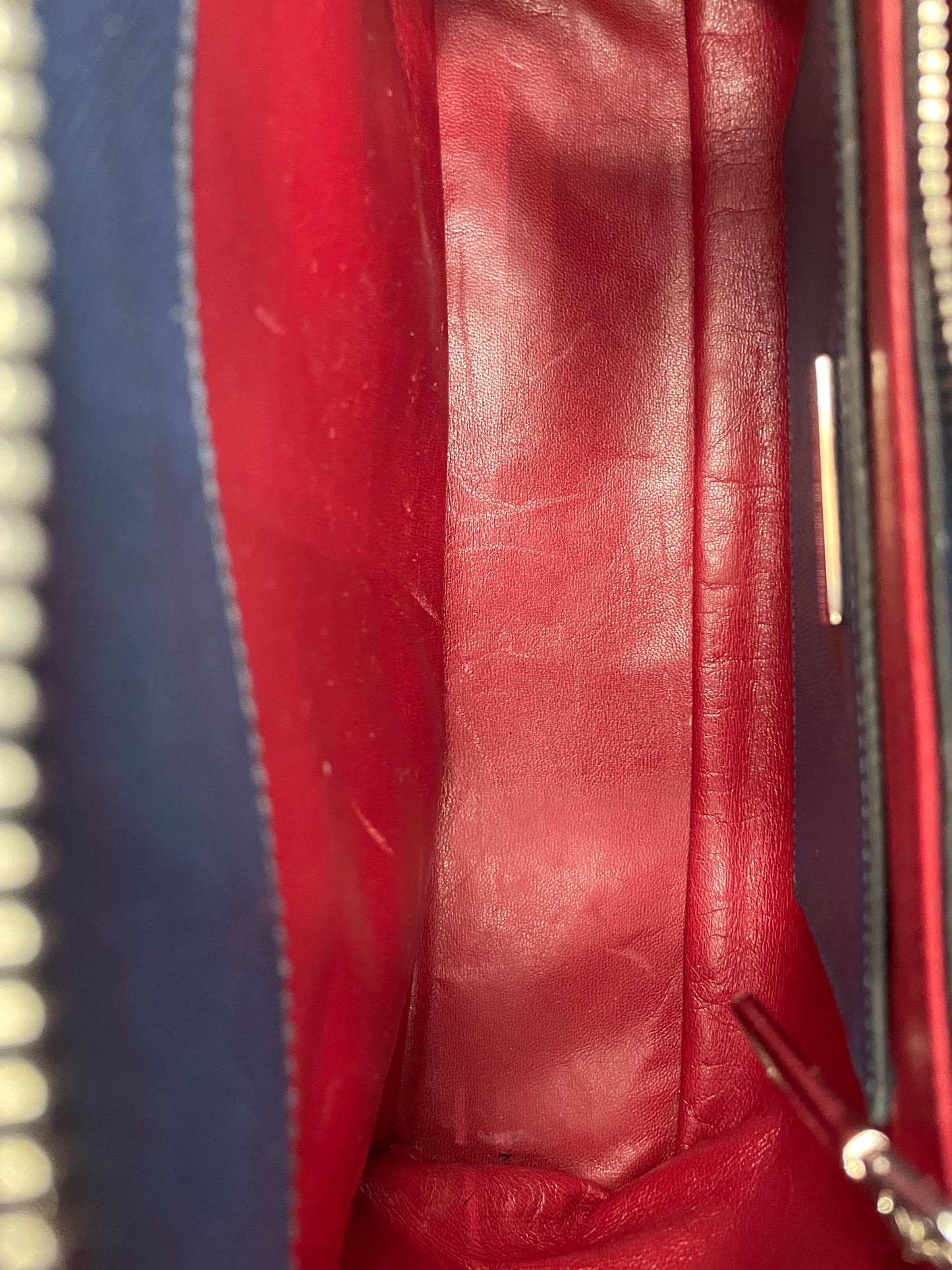 Prada Blue Saffiano Cuir Large Twin Tote